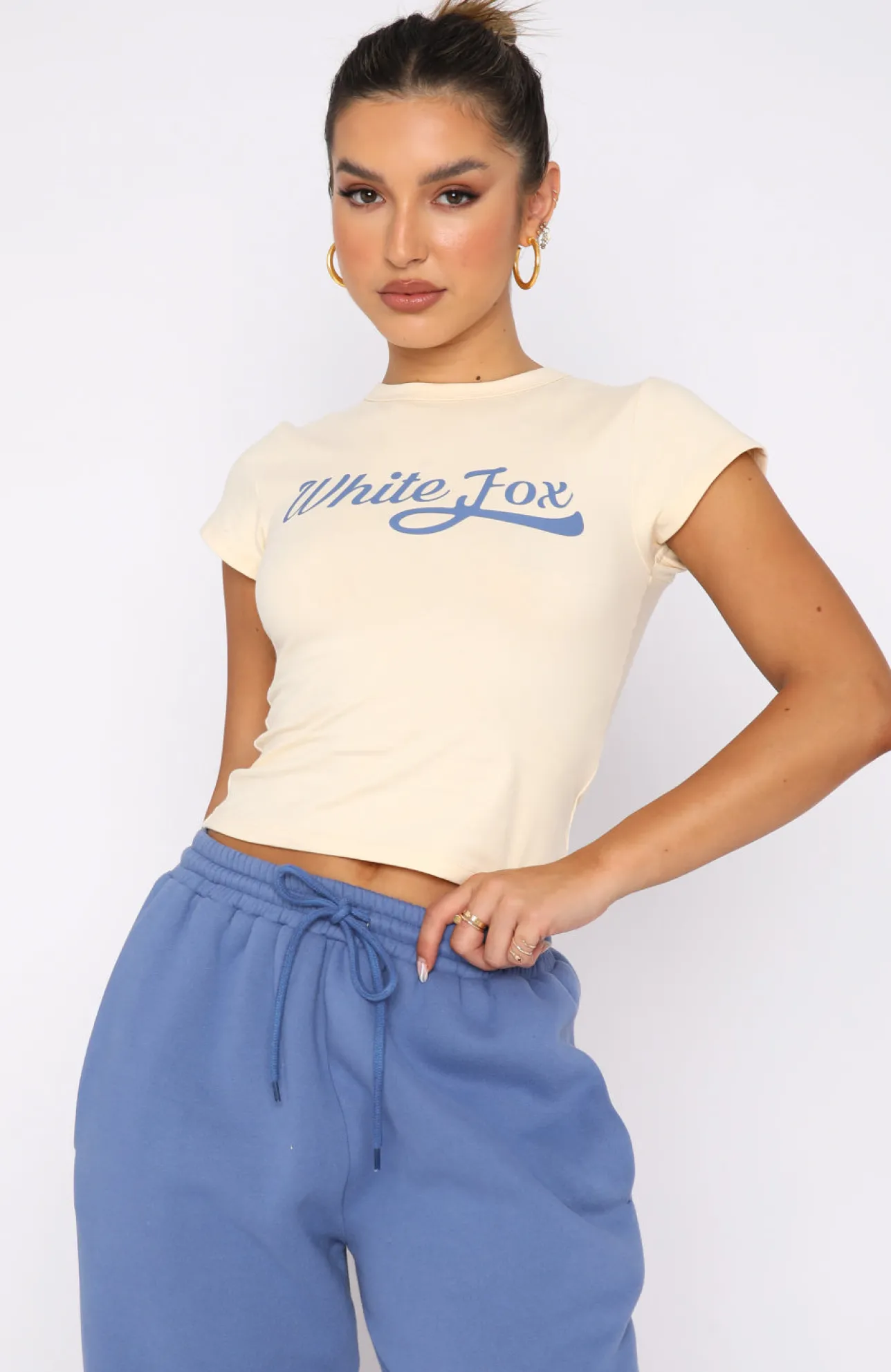 White Fox Boutique Moving Different Baby Tee Cream nude Flash Sale