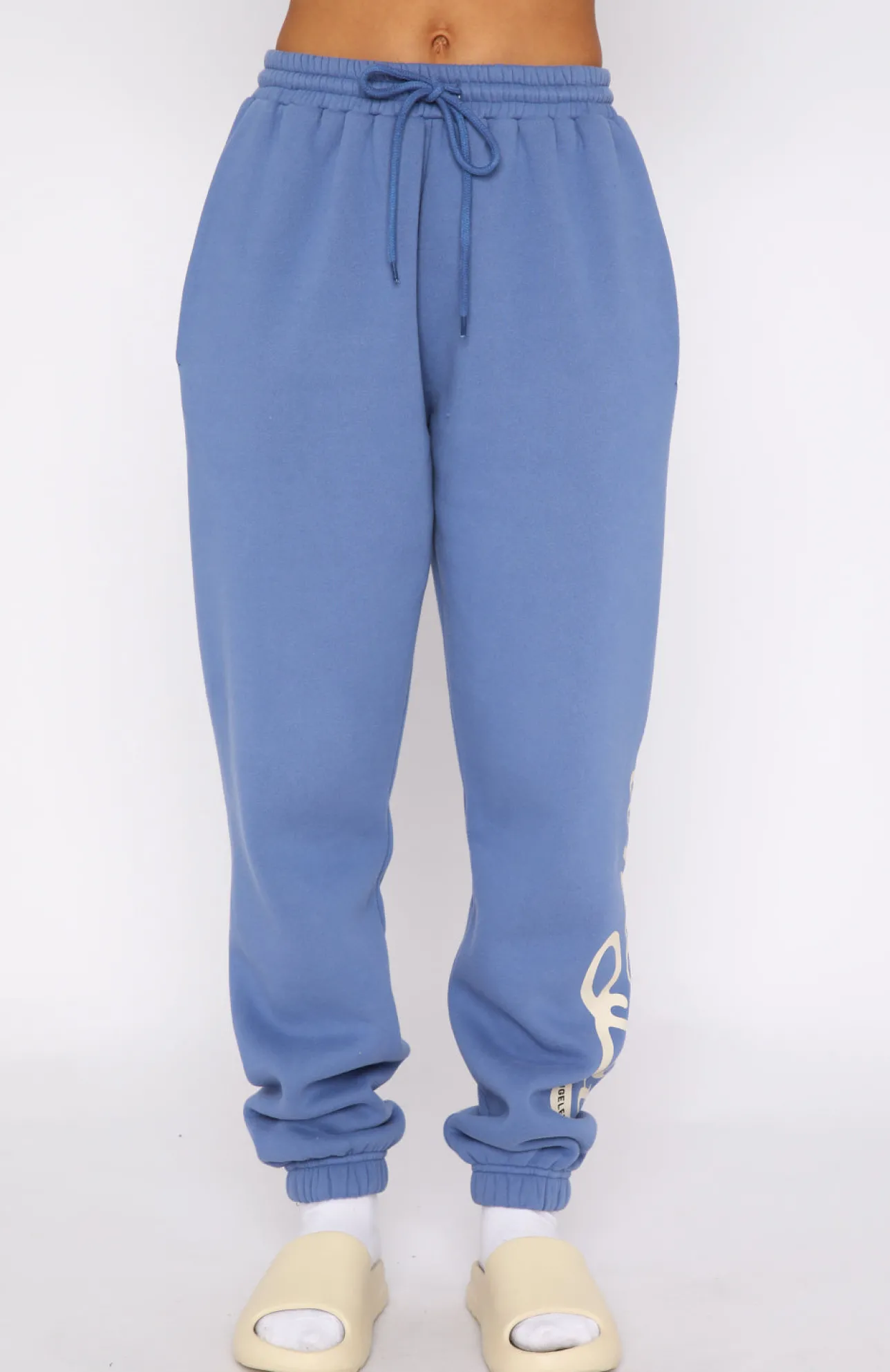 White Fox Boutique Moving Different Sweatpants Dusty blue Online
