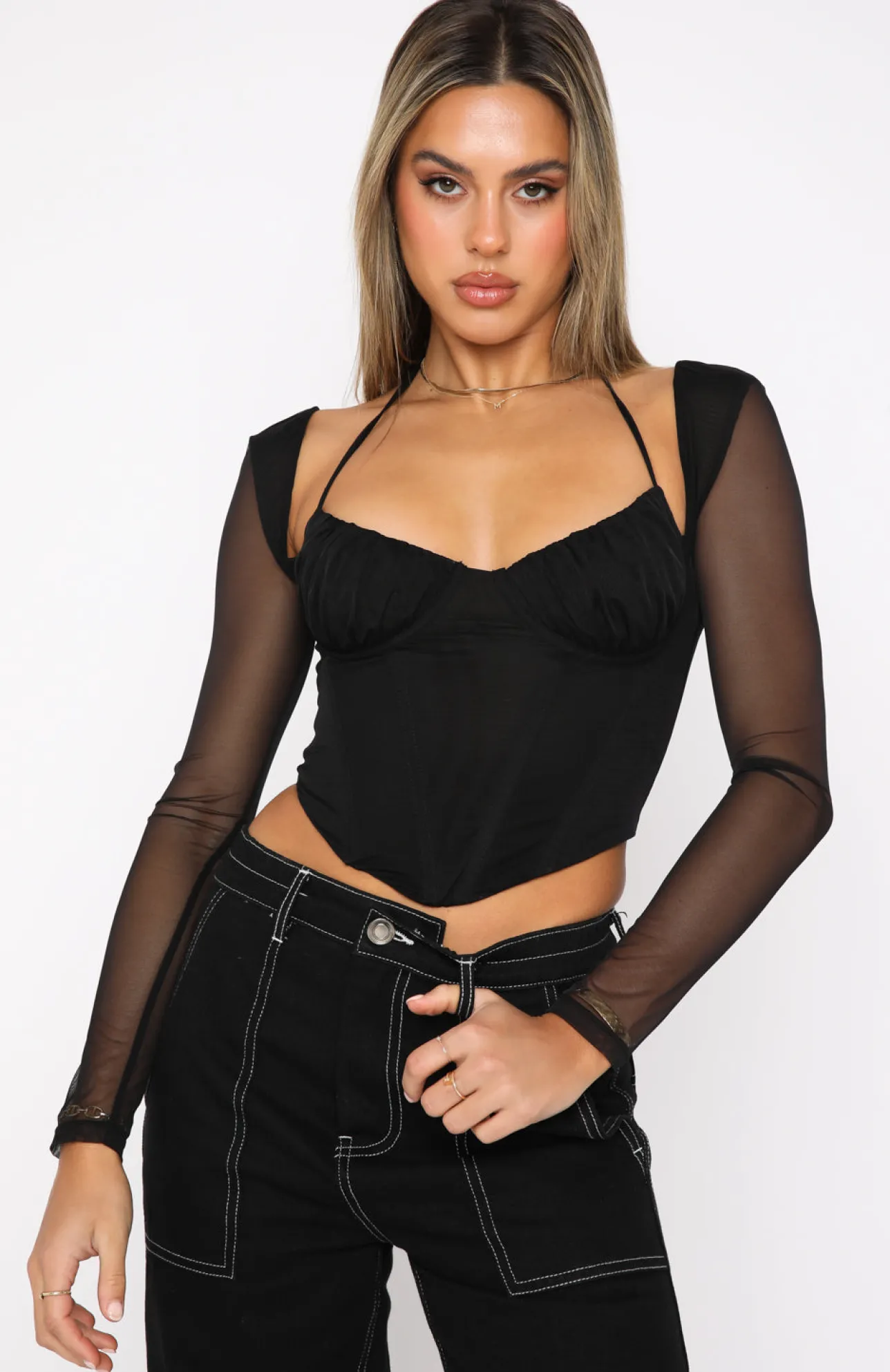White Fox Boutique Must Be Magic Long Sleeve Bustier black Best