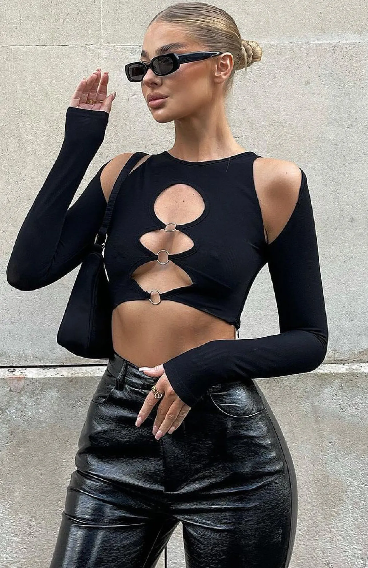 White Fox Boutique My Only Vice Long Sleeve Crop black Cheap
