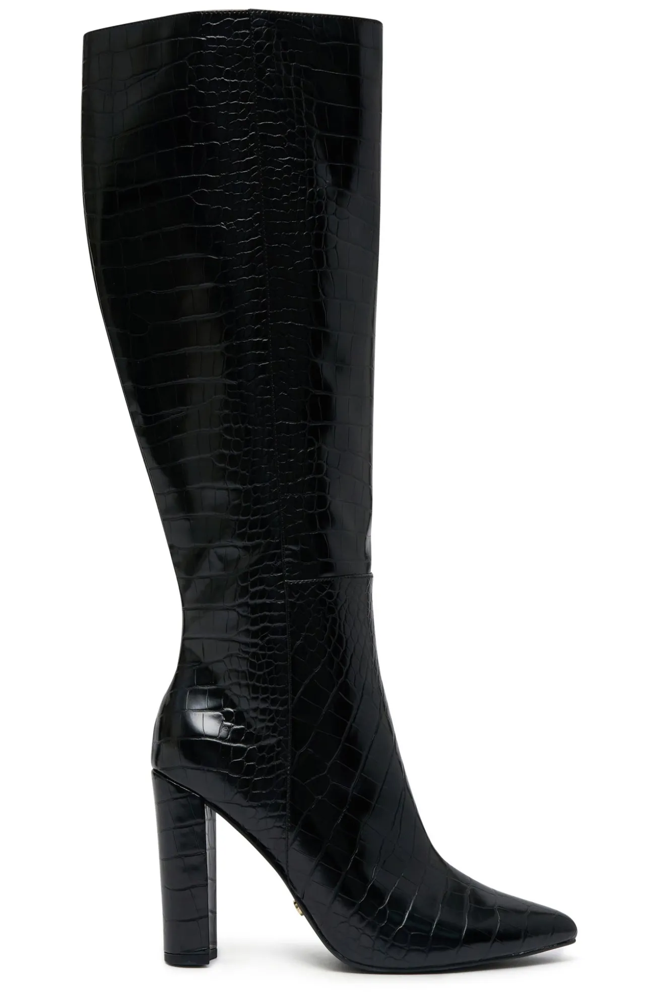White Fox Boutique Naomi Knee High Boots Croc black Clearance