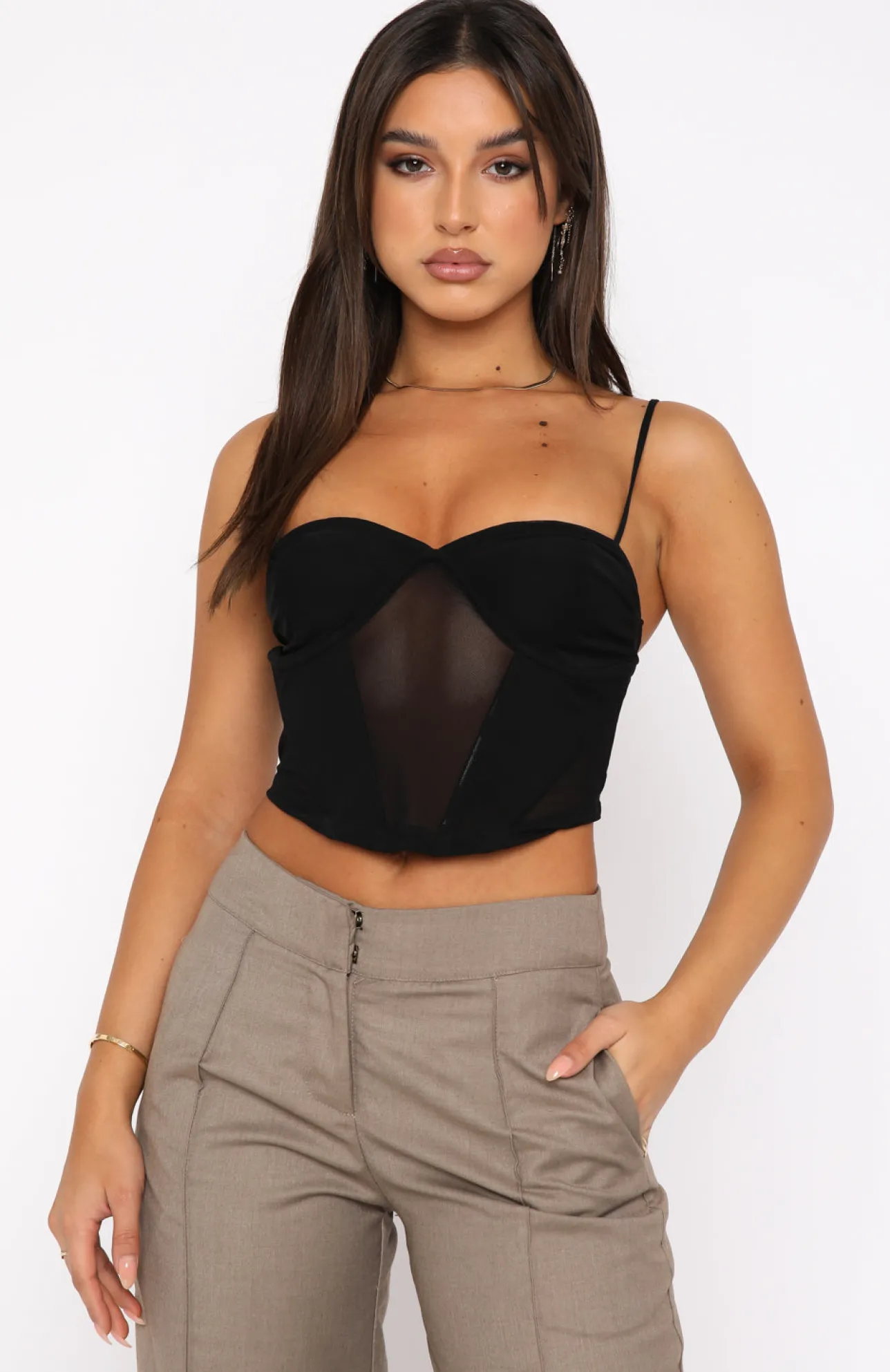 White Fox Boutique Need You Around Mesh Bustier black Fashion