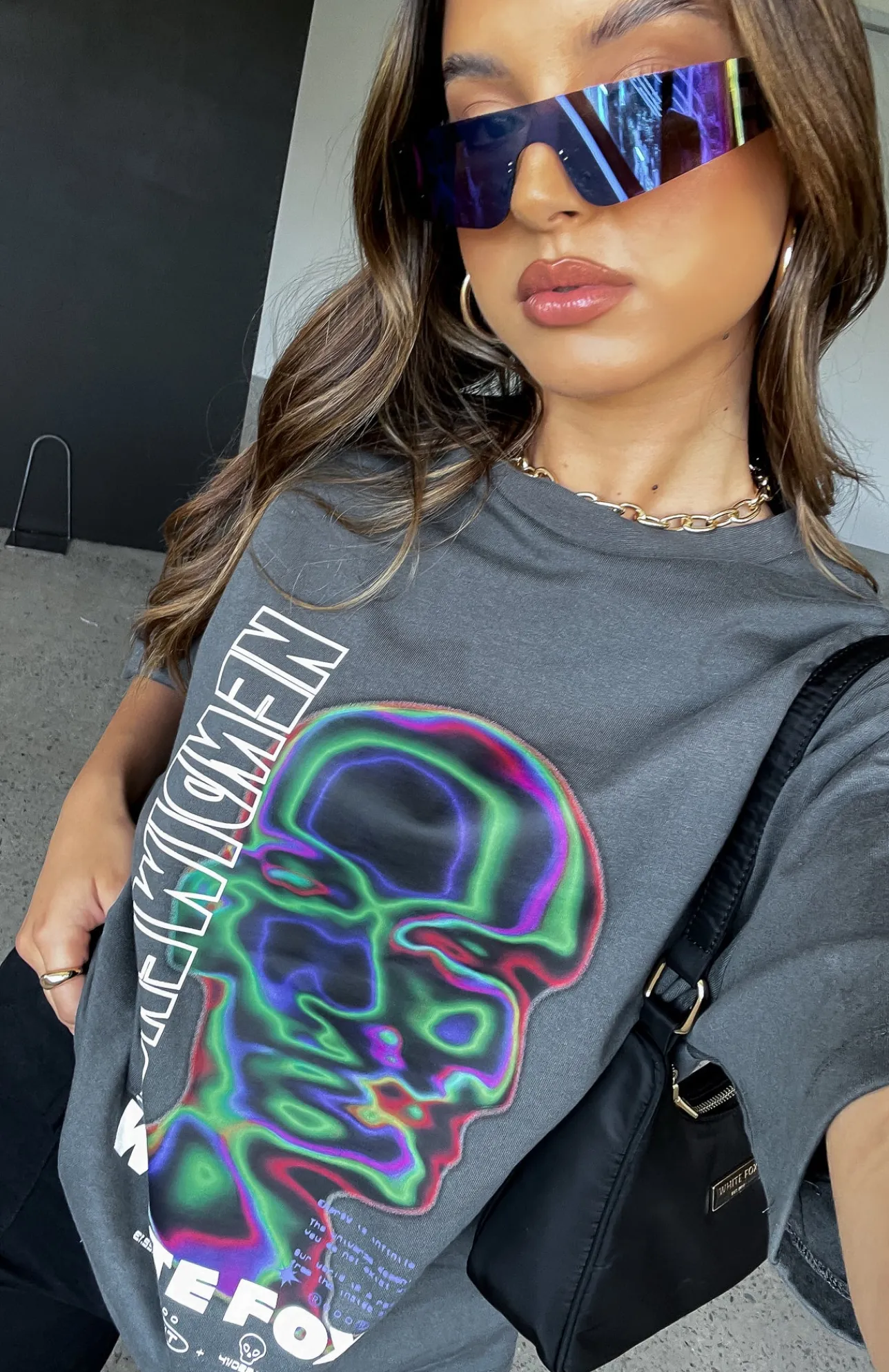 White Fox Boutique New Dimension Oversized Tee Charcoal grey Best