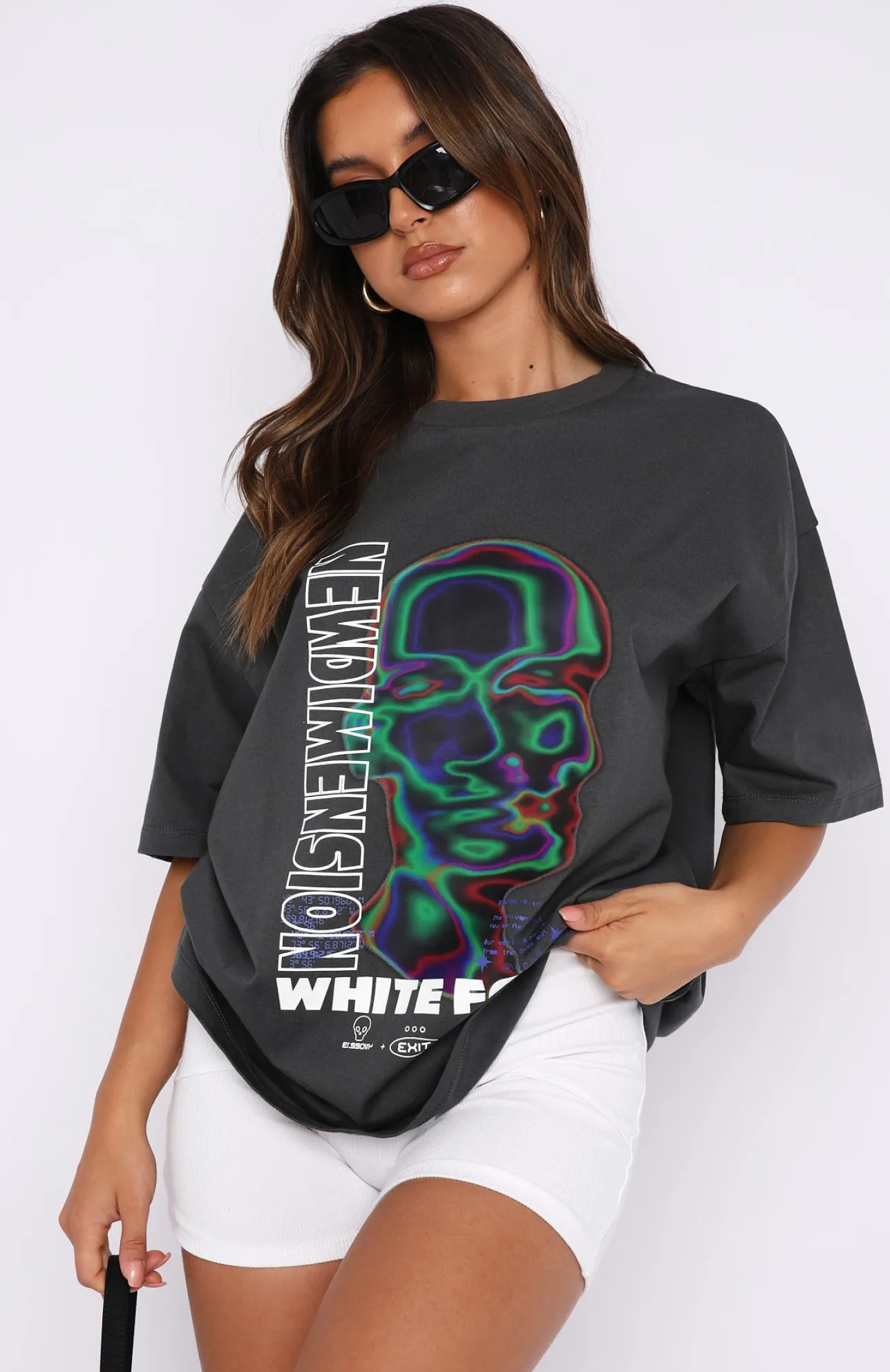 White Fox Boutique New Dimension Oversized Tee Charcoal grey Best