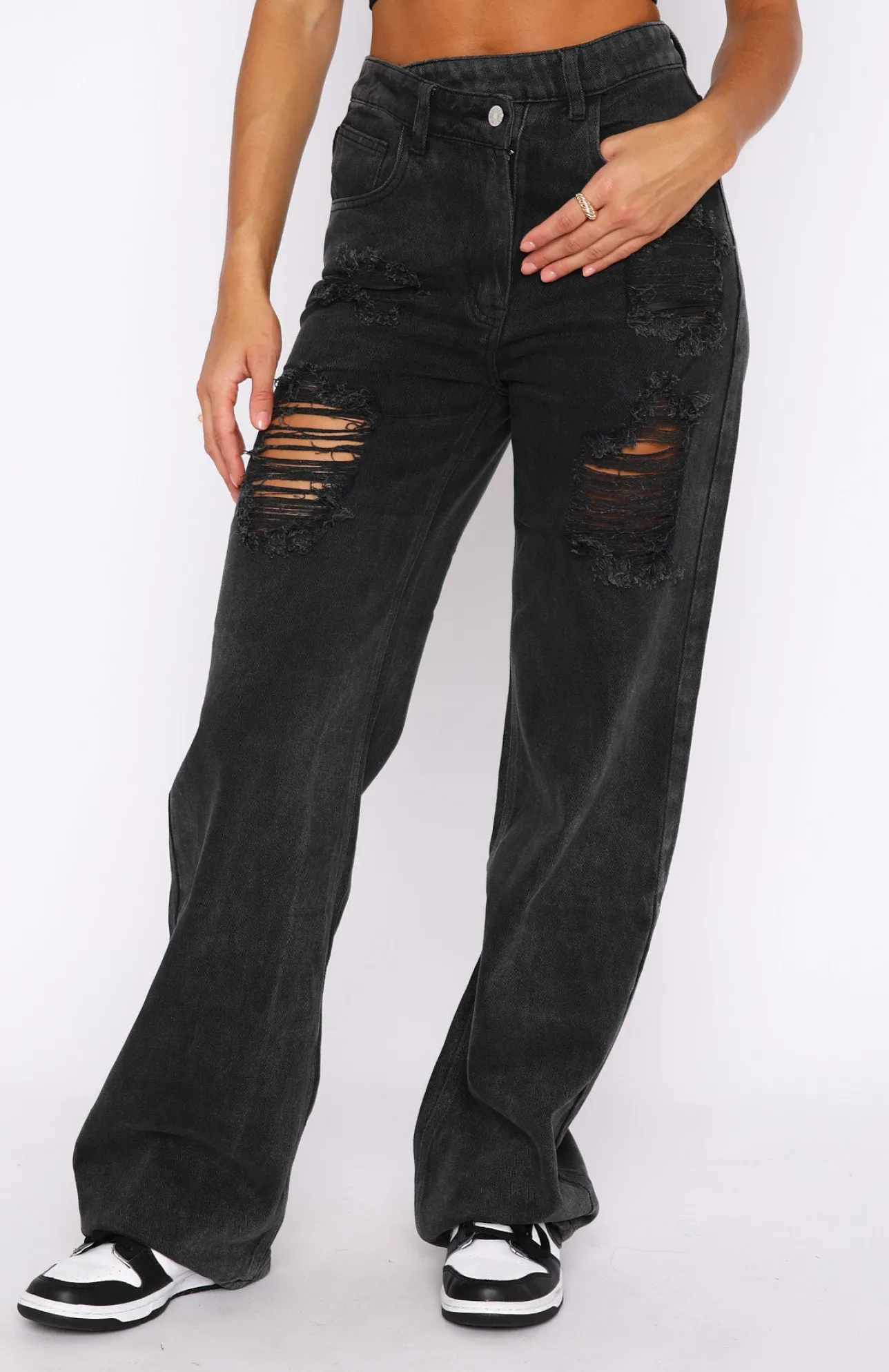 White Fox Boutique New Found Love Jeans Acid black Online