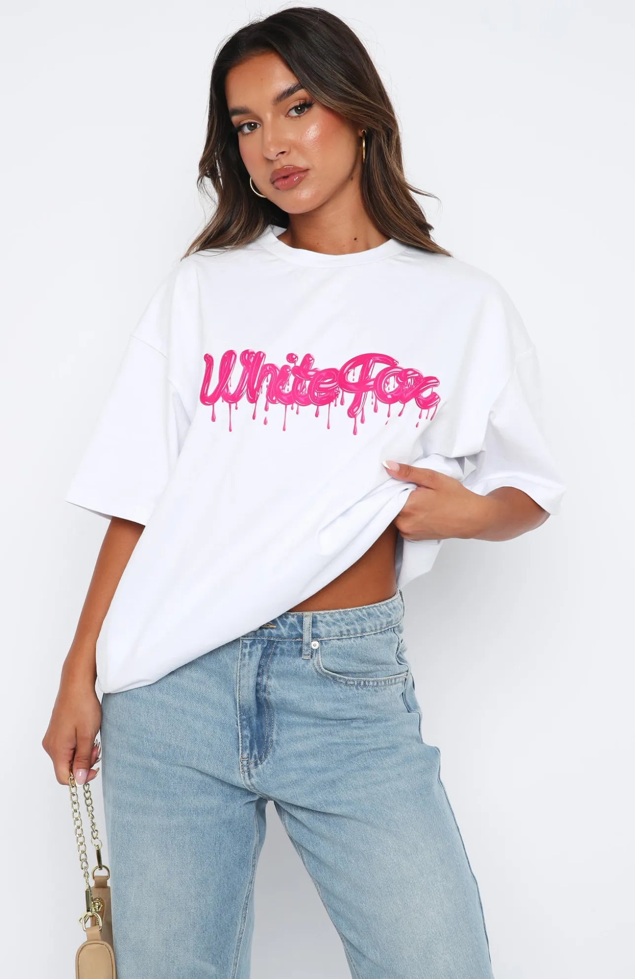White Fox Boutique New Generation Oversized Tee white Clearance