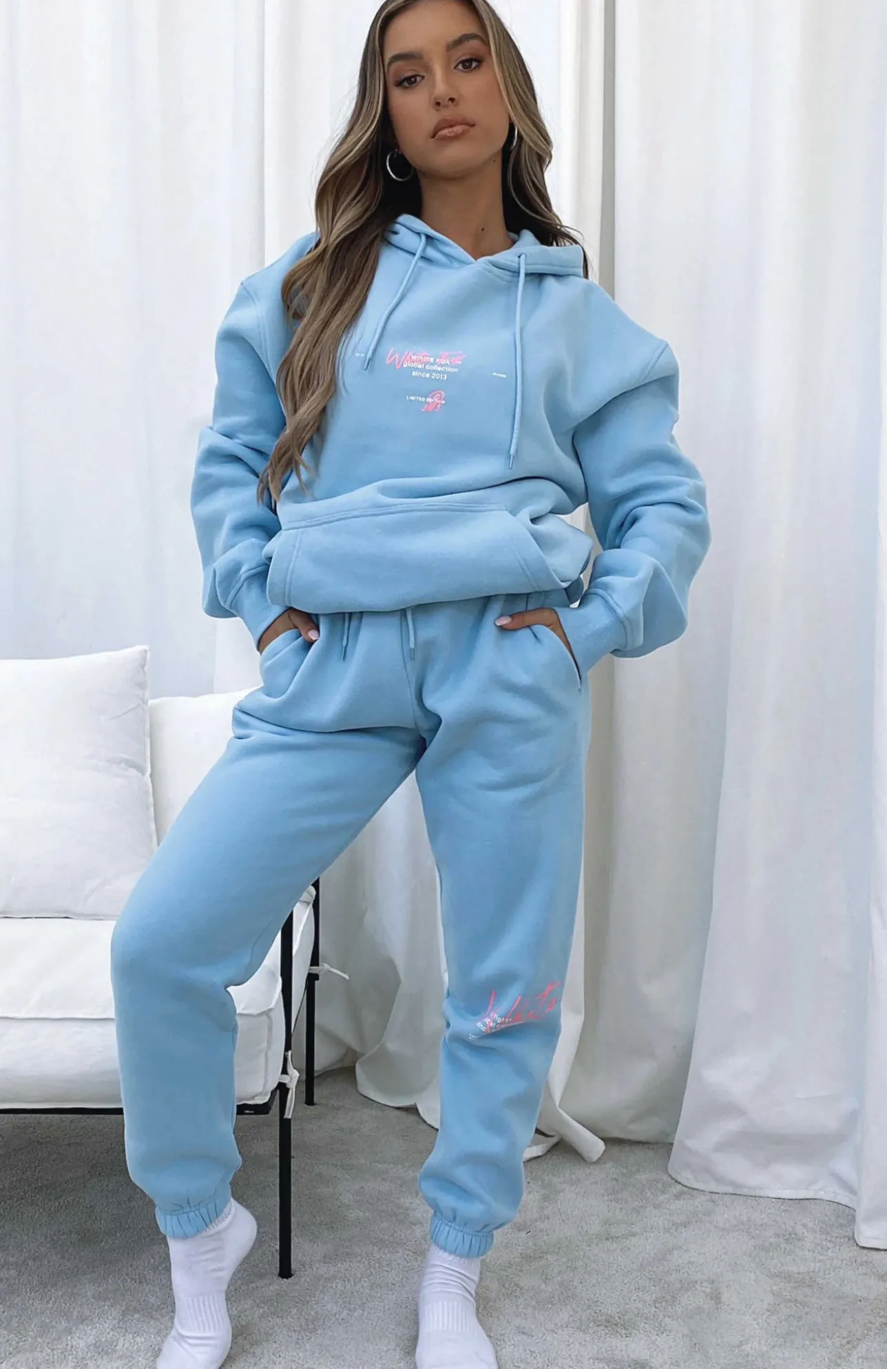 White Fox Boutique New Story Sweatpants Baby blue Outlet