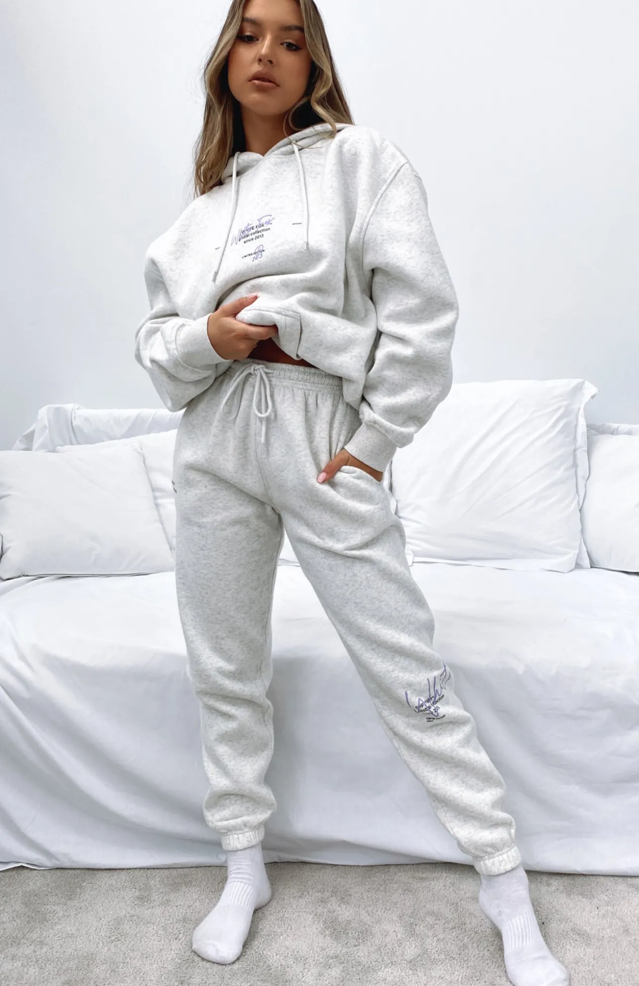 White Fox Boutique New Story Sweatpants Marle grey Discount