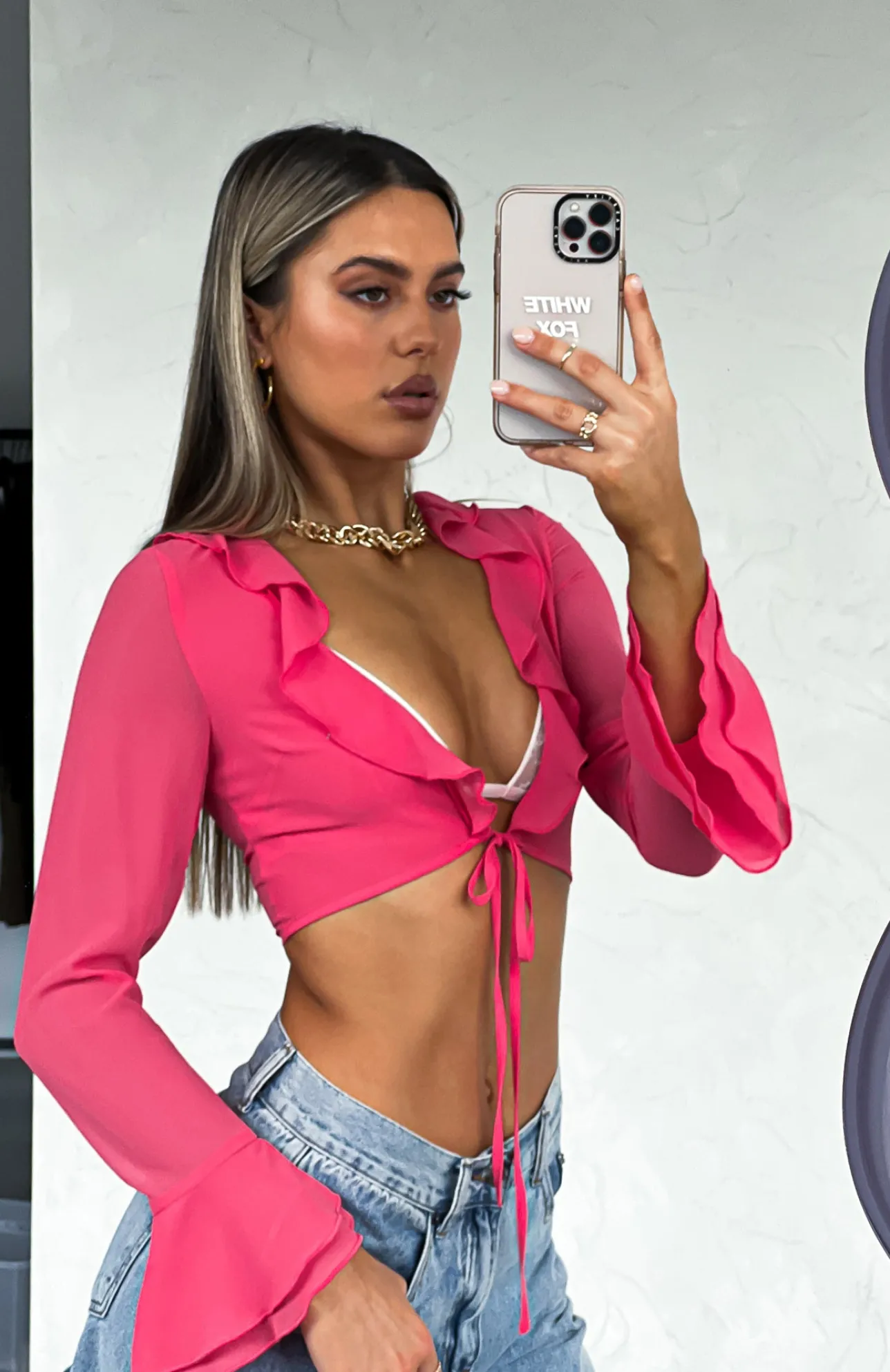White Fox Boutique New Times Long Sleeve Crop Hot pink Best