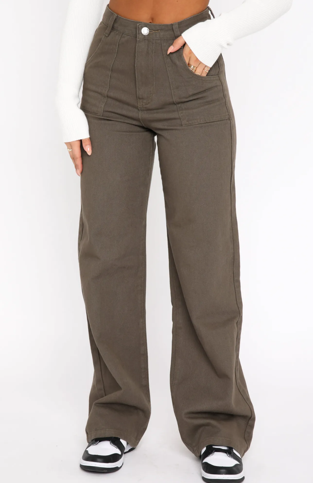 White Fox Boutique Next Issue Pants Khaki green Sale