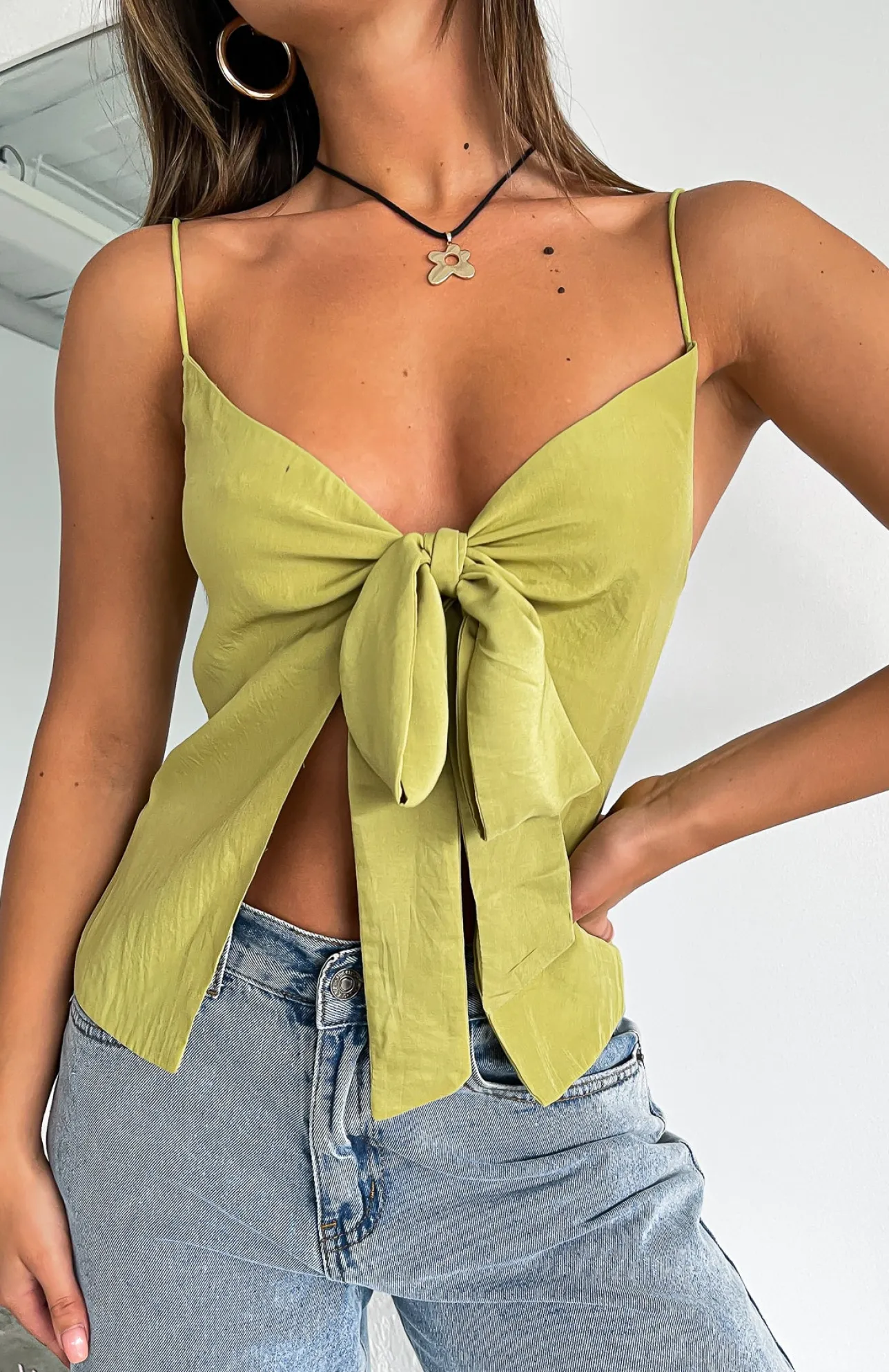 White Fox Boutique Night Changes Top Matcha green Fashion