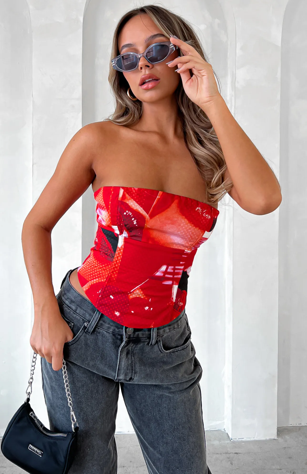 White Fox Boutique No Drama Bustier Cherry red New