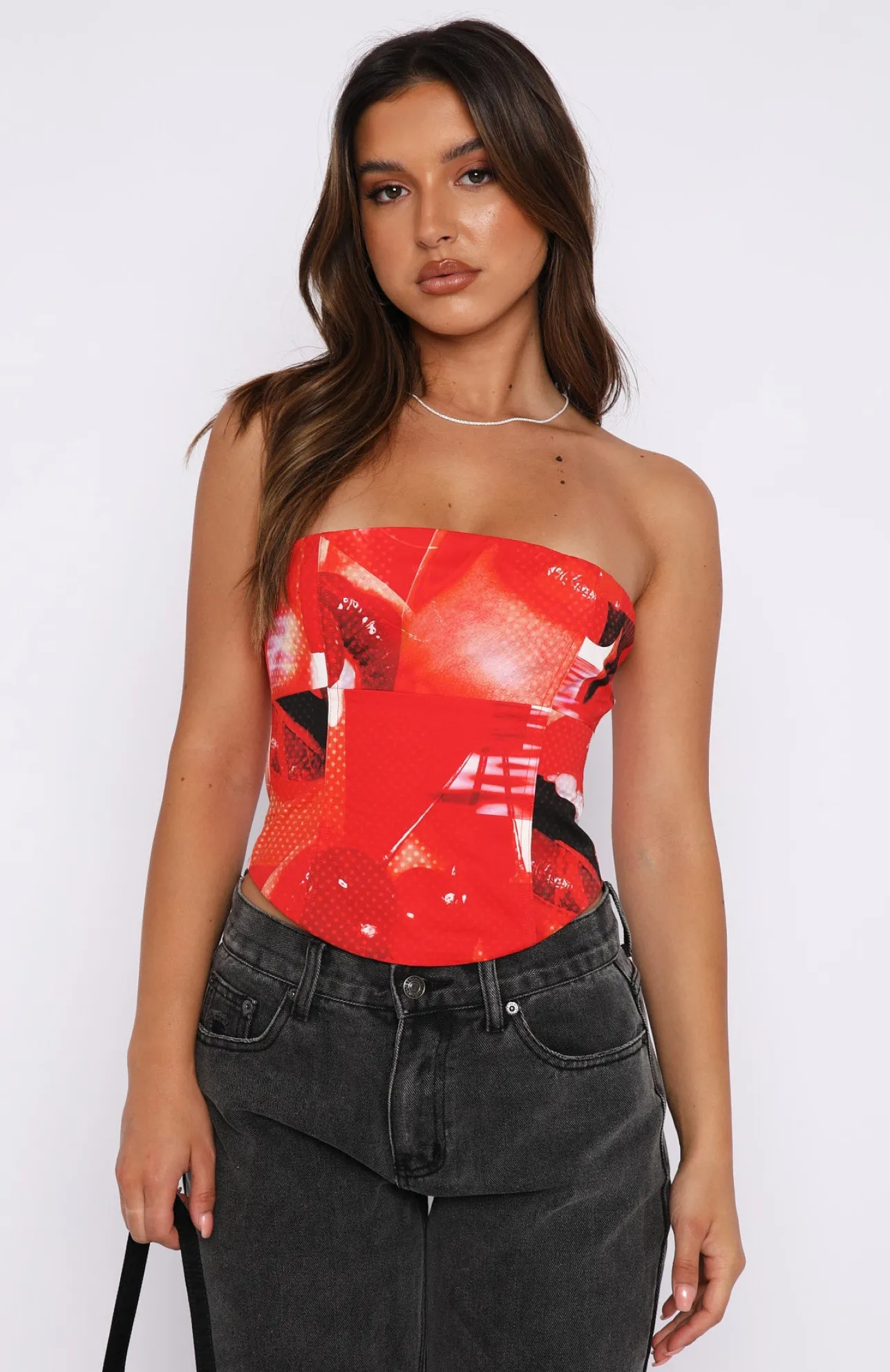 White Fox Boutique No Drama Bustier Cherry red New