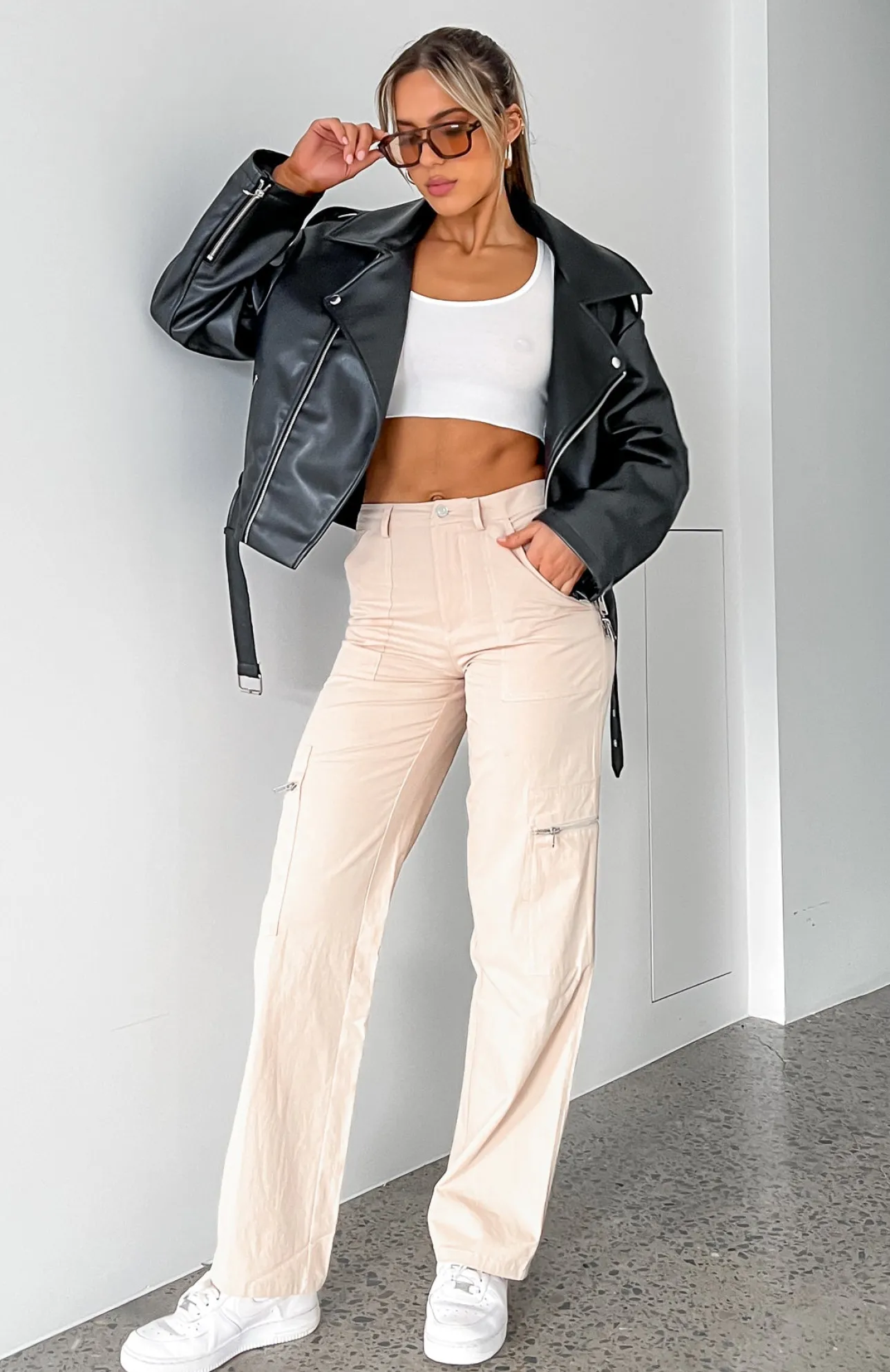White Fox Boutique No More Chances Cargo Pants Sand nude Shop