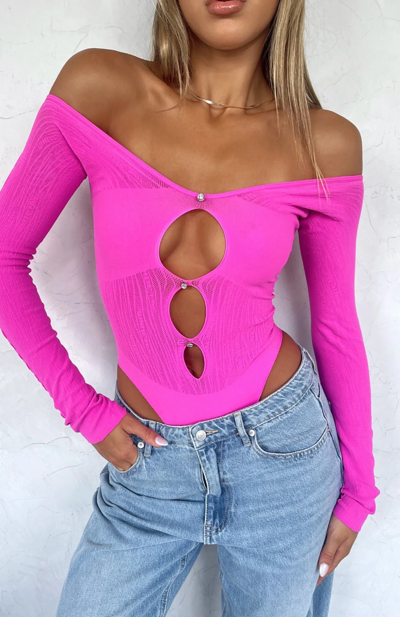 White Fox Boutique None Of Your Concern Bodysuit Hot pink Hot