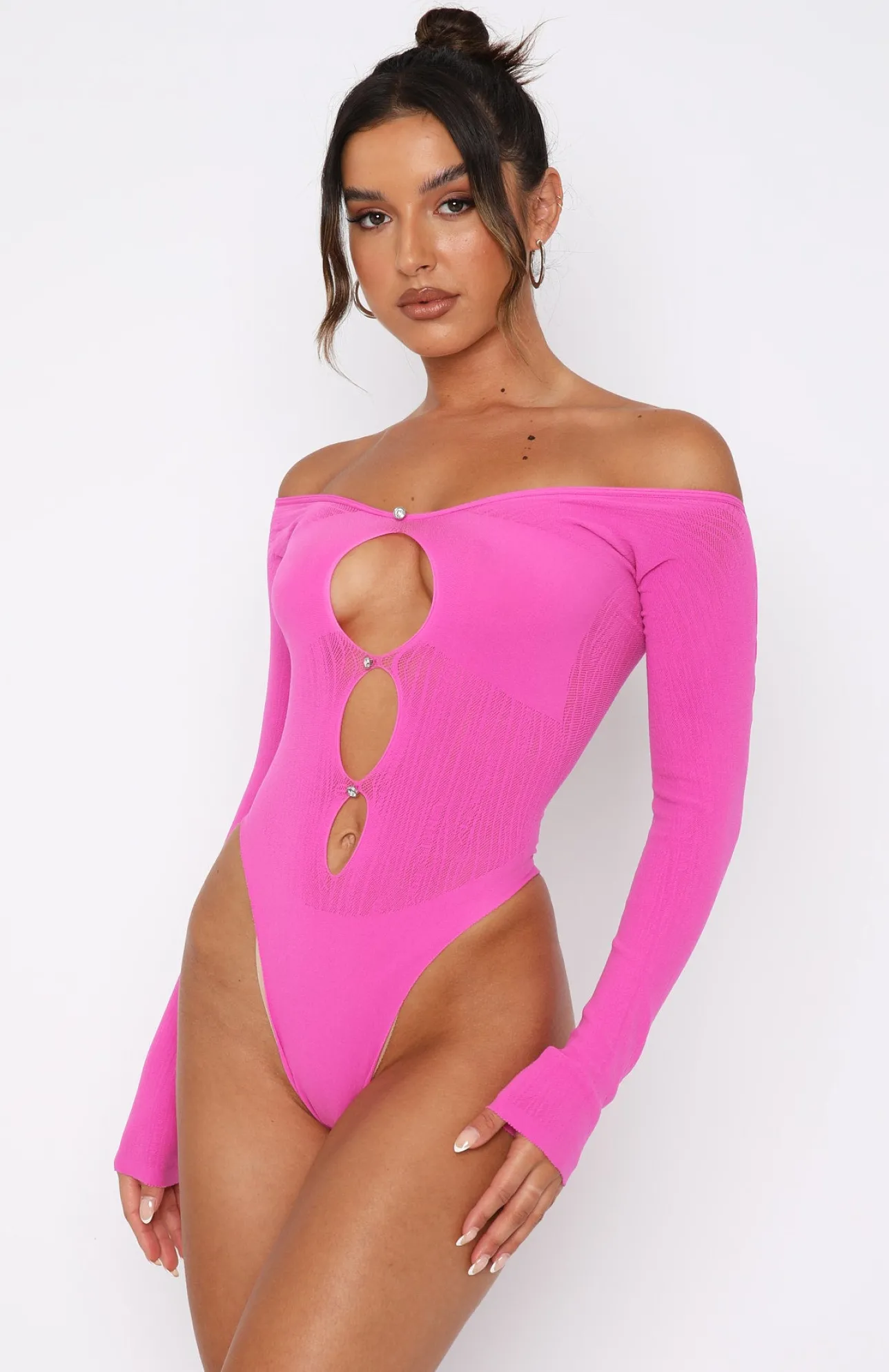 White Fox Boutique None Of Your Concern Bodysuit Hot pink Hot