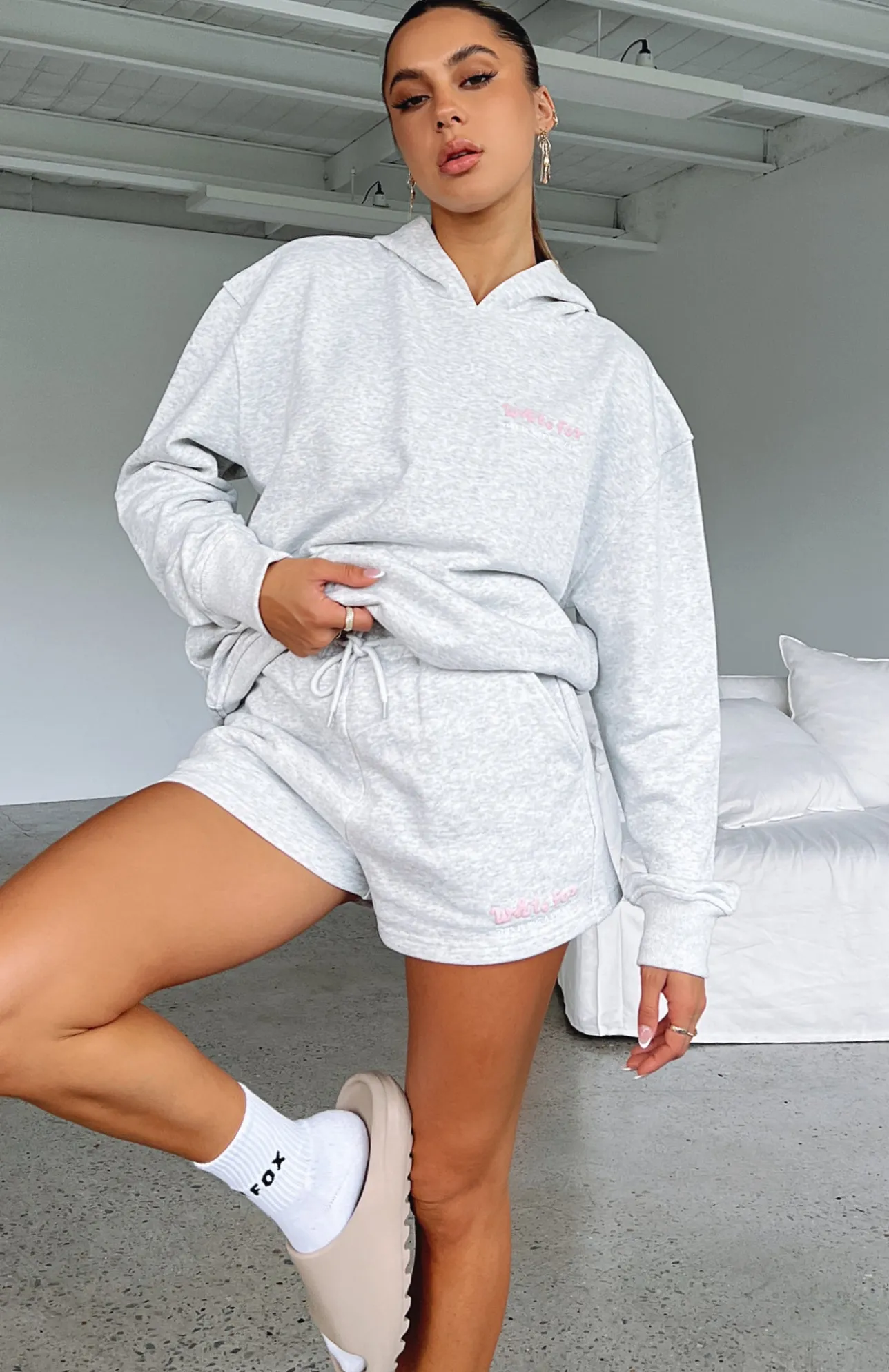 White Fox Boutique Not A Dream Lounge Shorts Marle grey Clearance