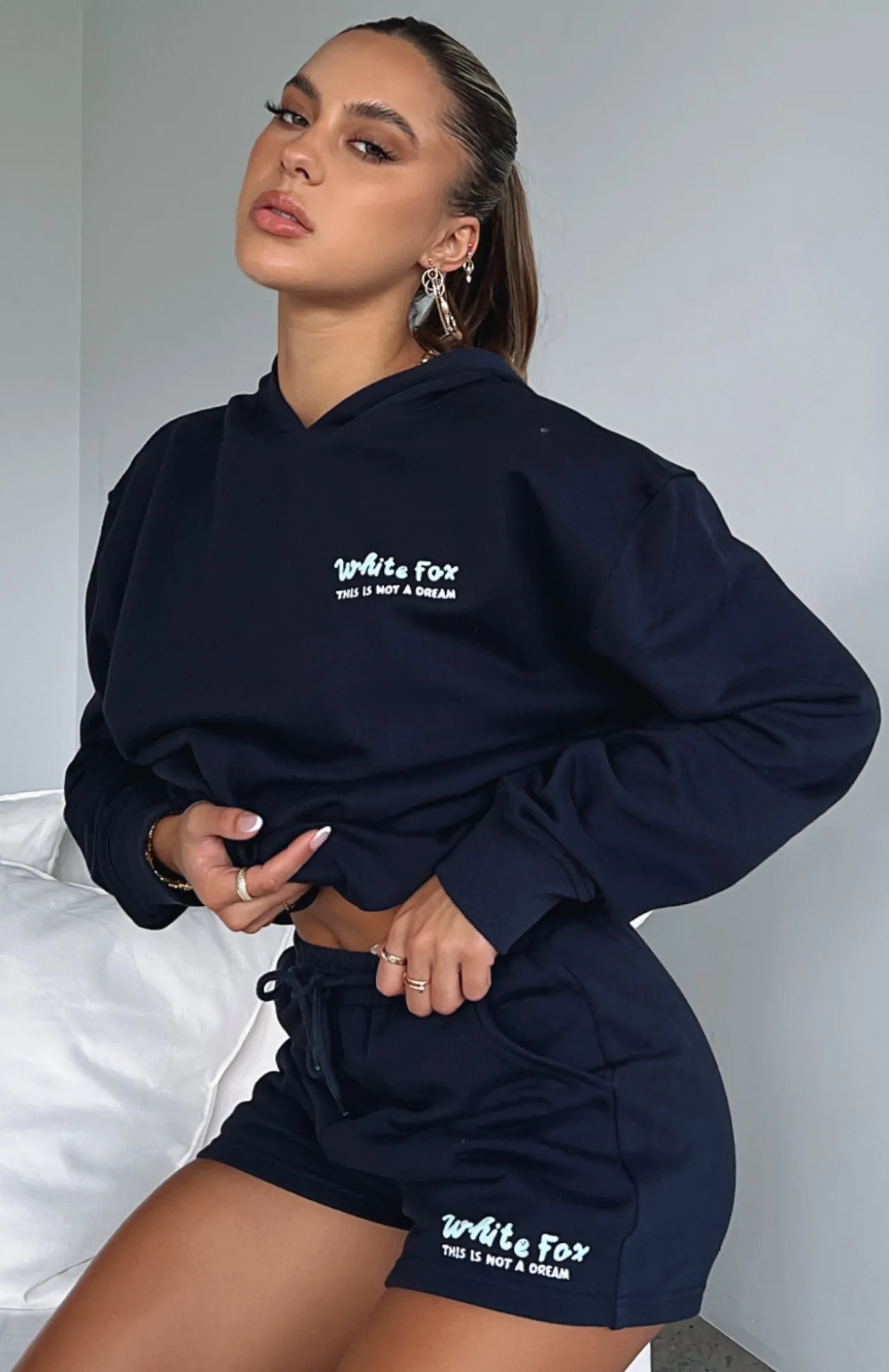 White Fox Boutique Not A Dream Lounge Shorts Navy blue Hot