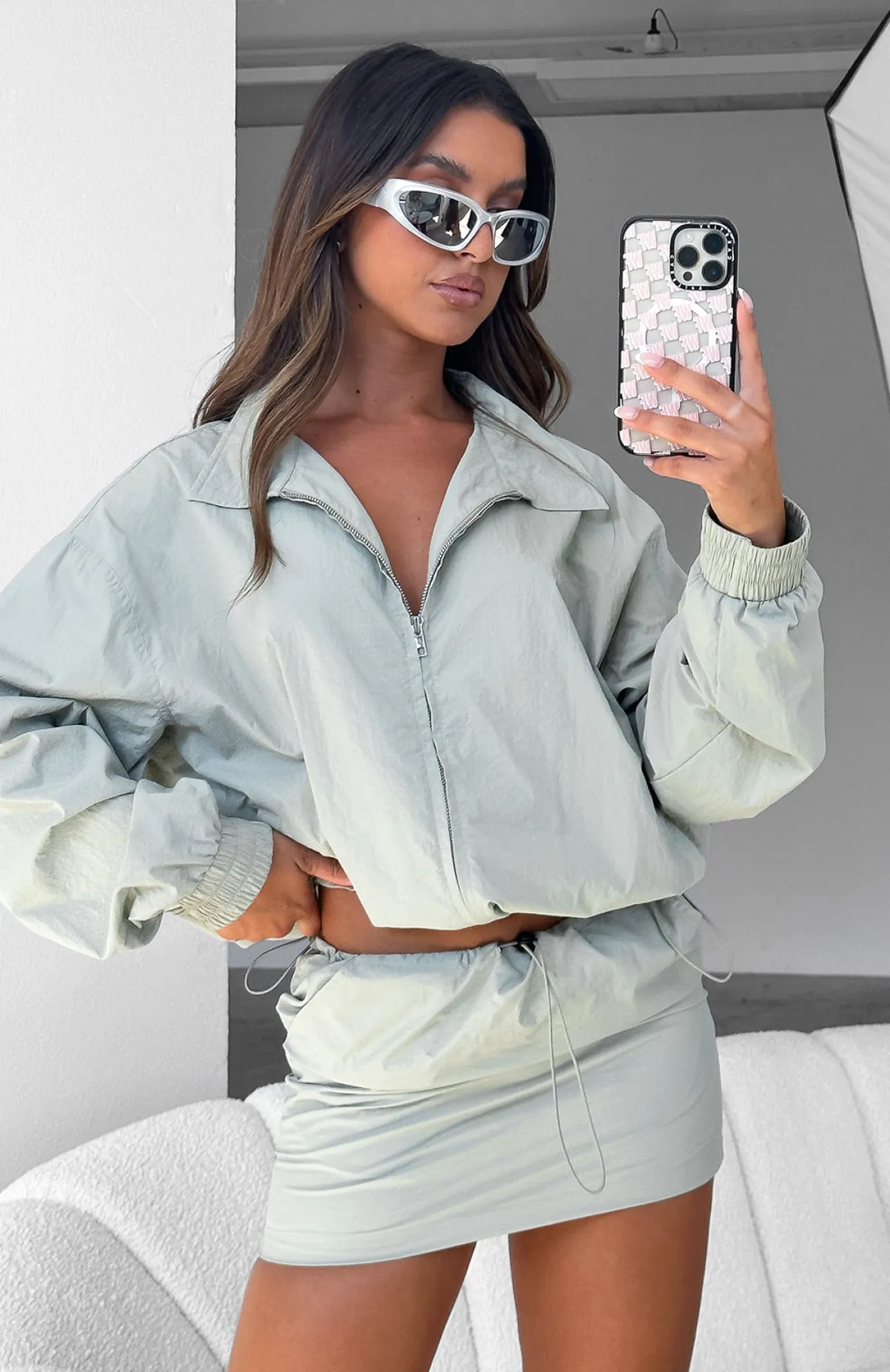 White Fox Boutique Off Duty Jacket Sage green Cheap