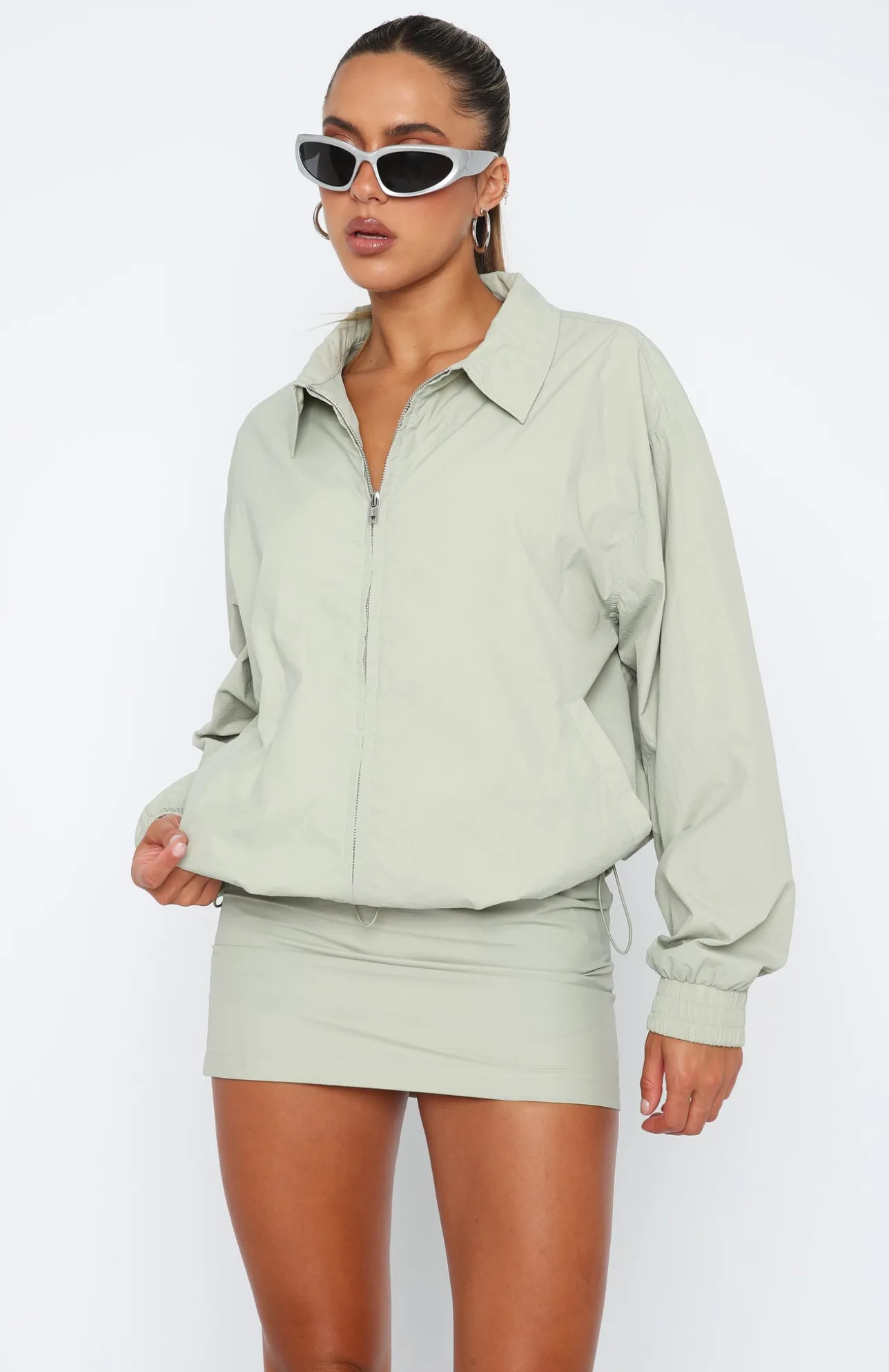 White Fox Boutique Off Duty Jacket Sage green Cheap