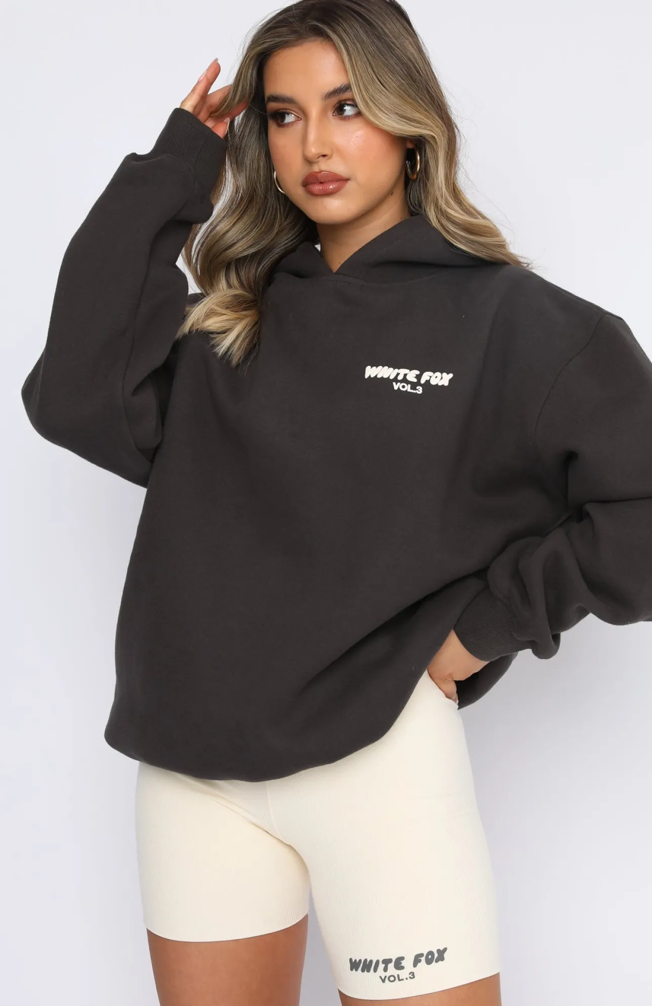 White Fox Boutique Offstage Hoodie Shadow grey Clearance