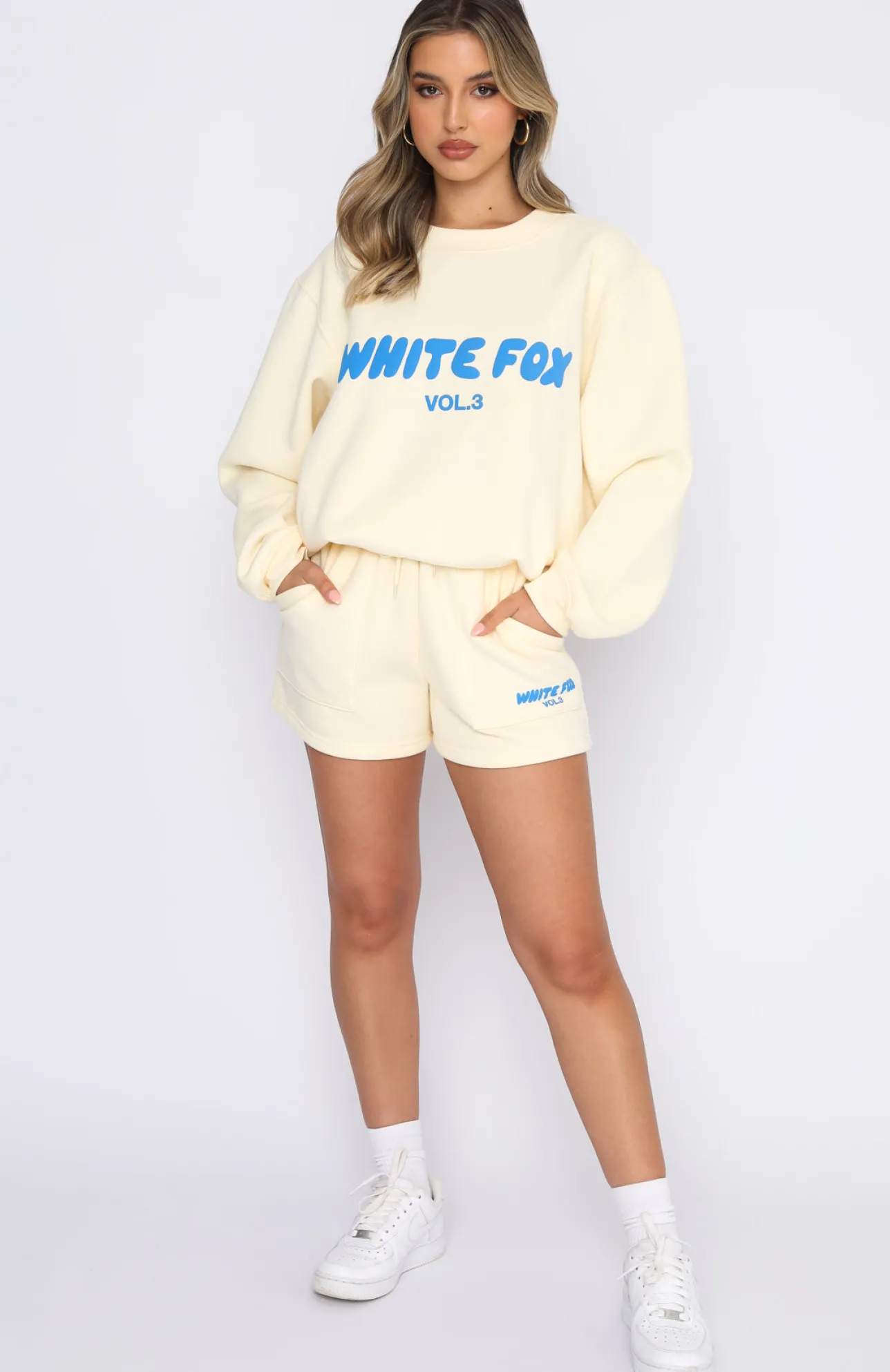 White Fox Boutique Offstage Lounge Shorts Buttercream yellow Store