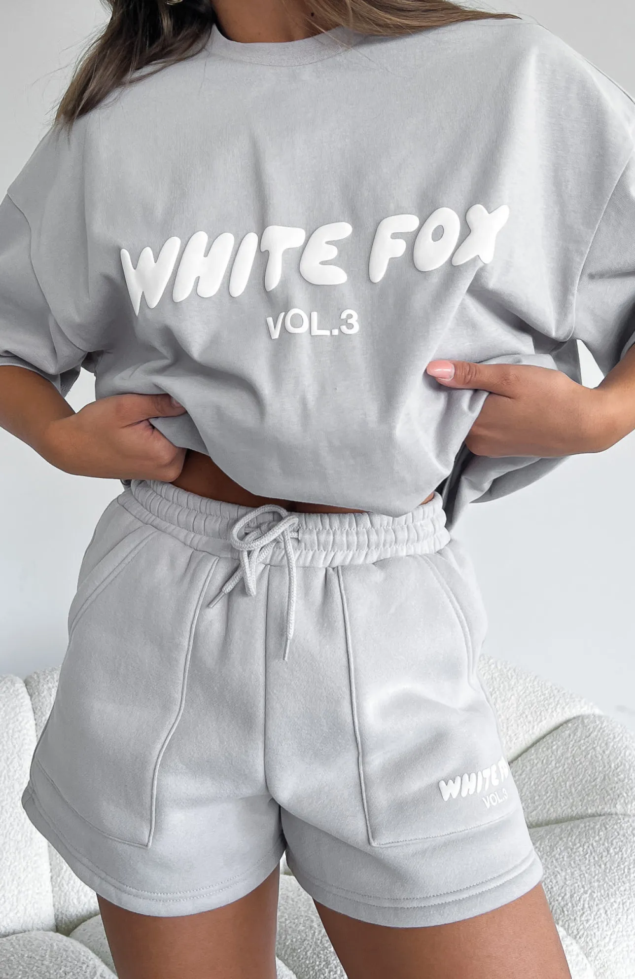 White Fox Boutique Offstage Lounge Shorts Moon grey Sale