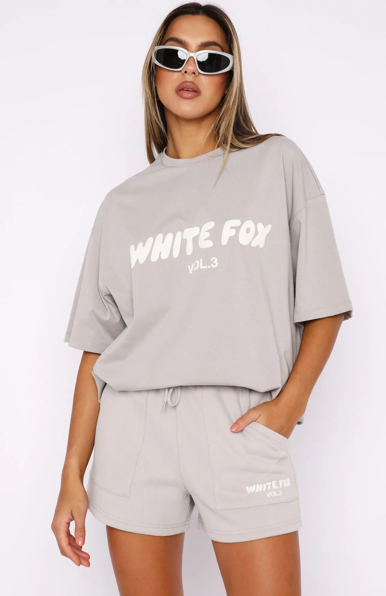 White Fox Boutique Offstage Lounge Shorts Moon grey Sale