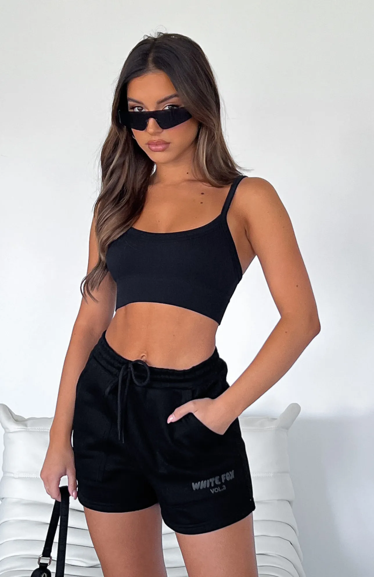 White Fox Boutique Offstage Lounge Shorts Onyx black Best Sale