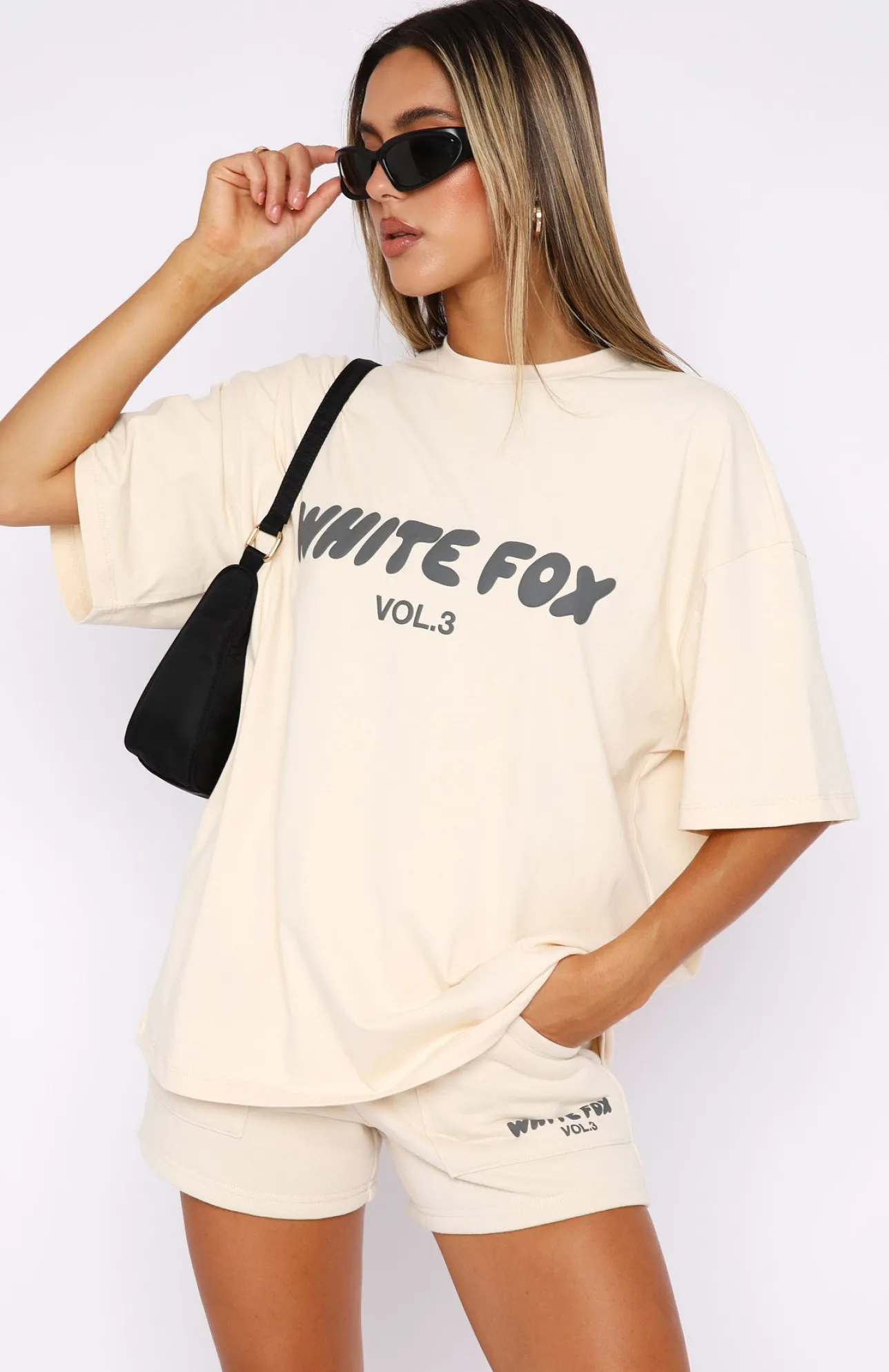 White Fox Boutique Offstage Lounge Shorts Pebble nude Online