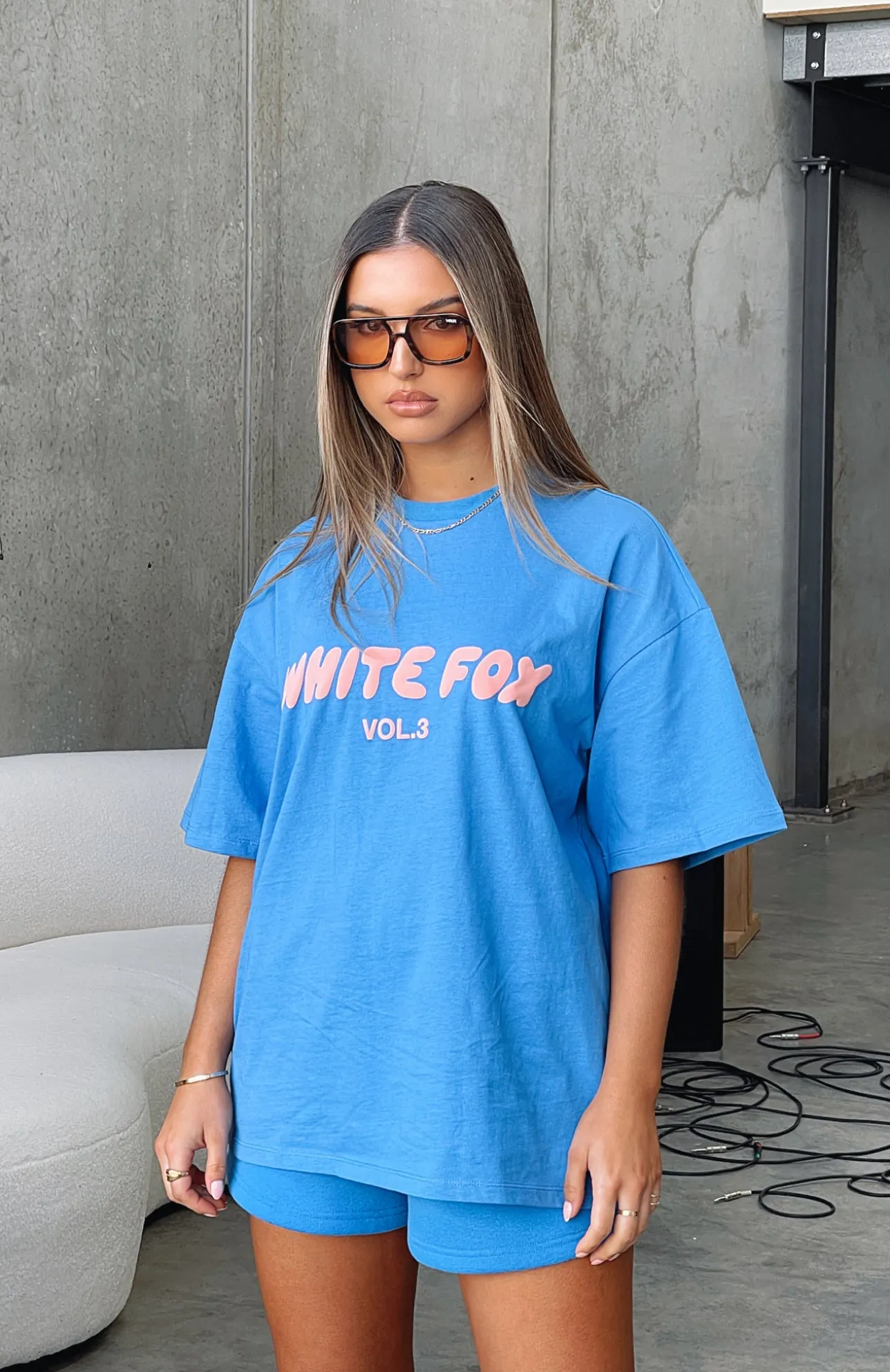 White Fox Boutique Offstage Oversized Tee Azure blue Flash Sale