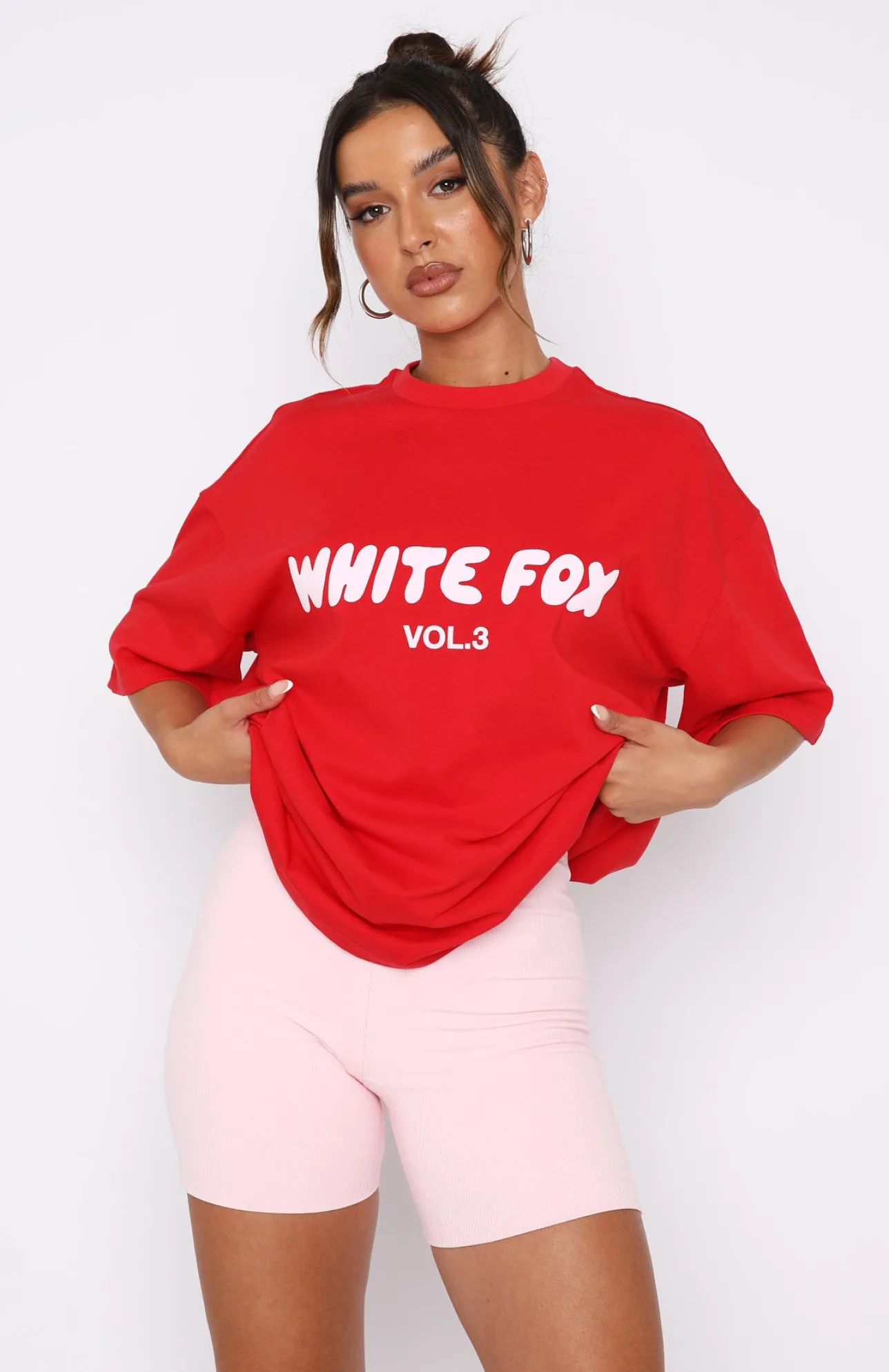White Fox Boutique Offstage Oversized Tee Cherry red Outlet