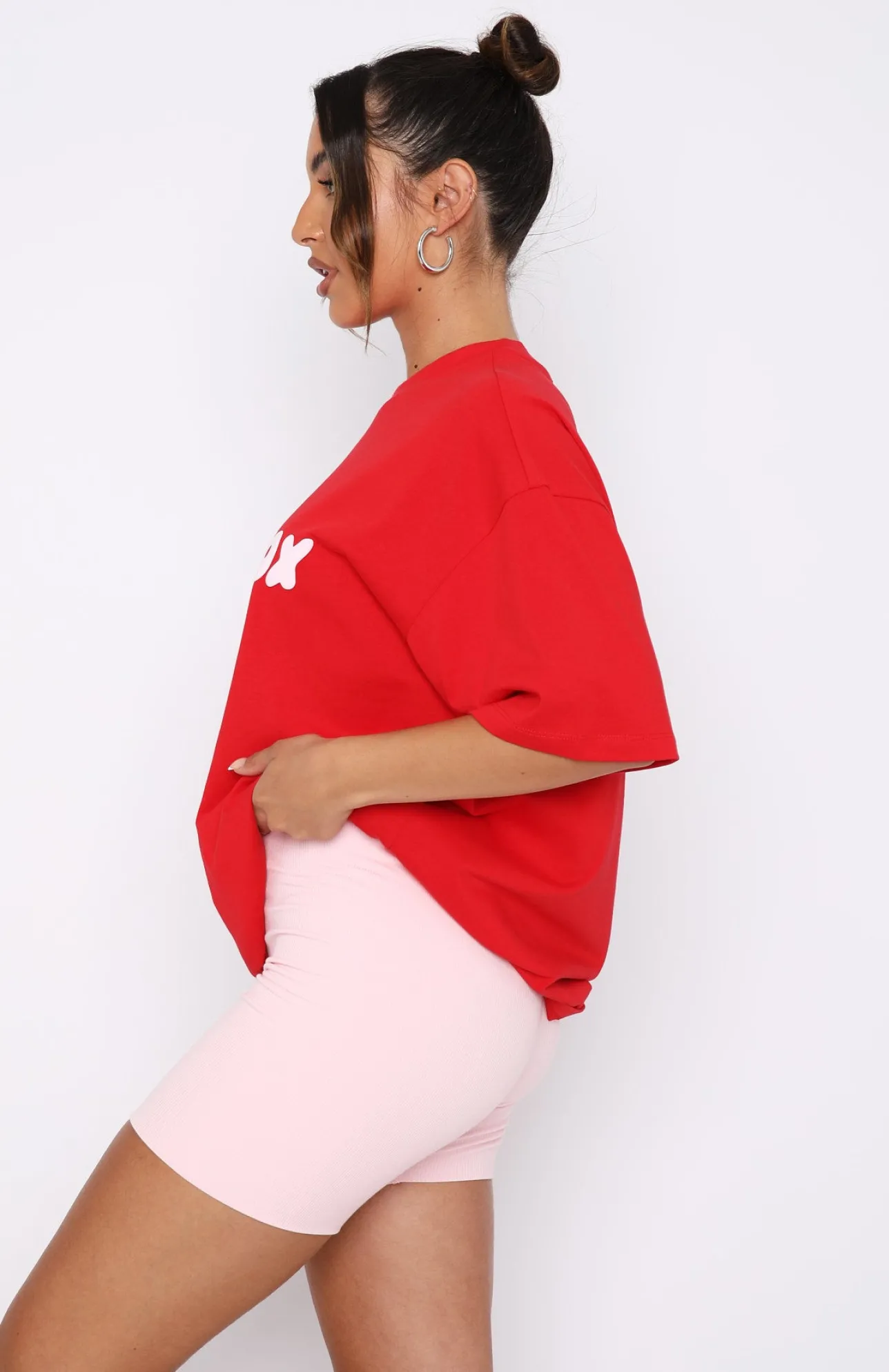 White Fox Boutique Offstage Oversized Tee Cherry red Outlet