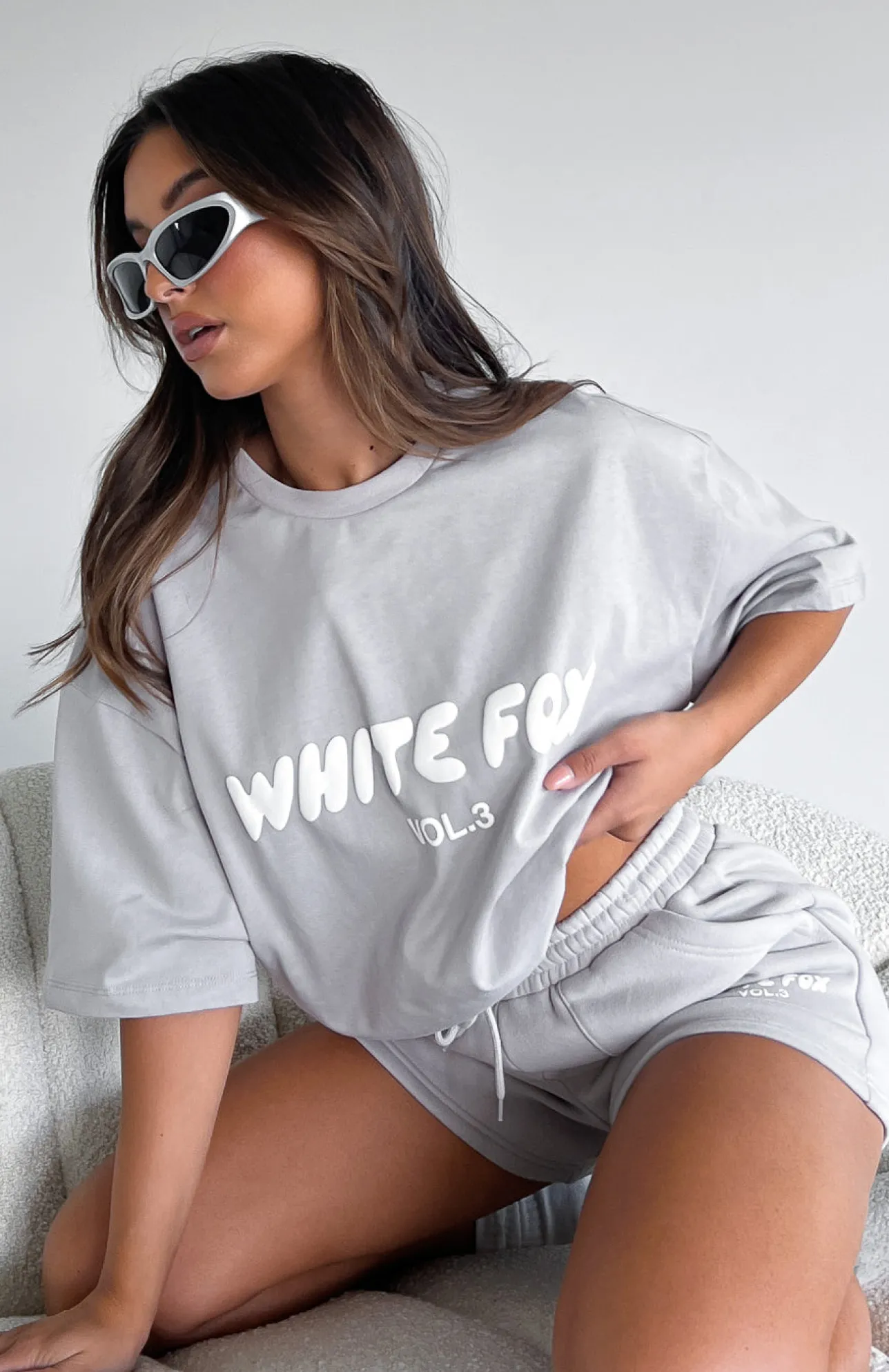 White Fox Boutique Offstage Oversized Tee Moon grey Cheap