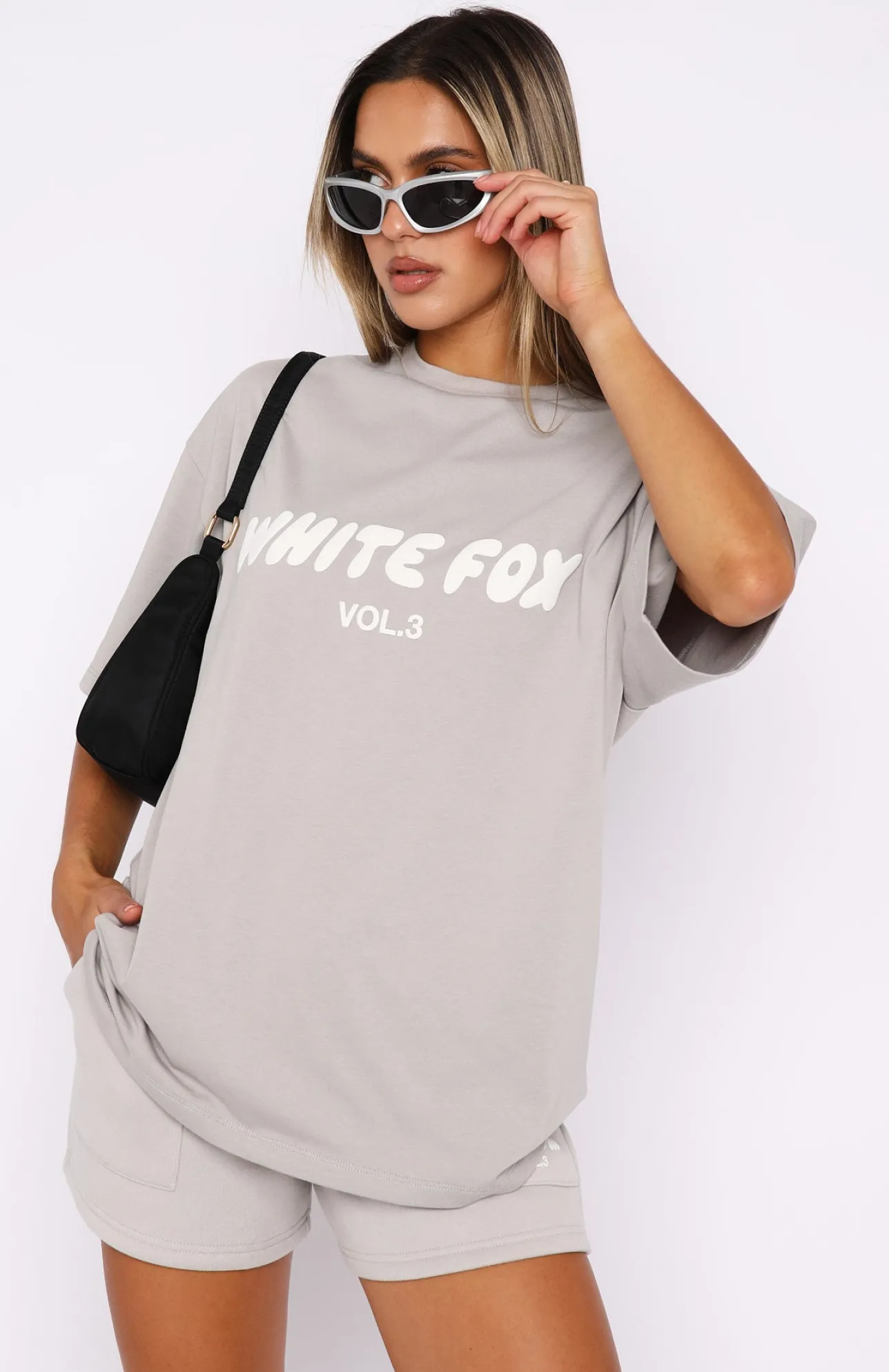 White Fox Boutique Offstage Oversized Tee Moon grey Cheap