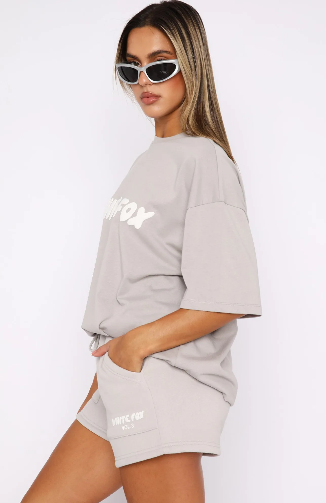 White Fox Boutique Offstage Oversized Tee Moon grey Cheap