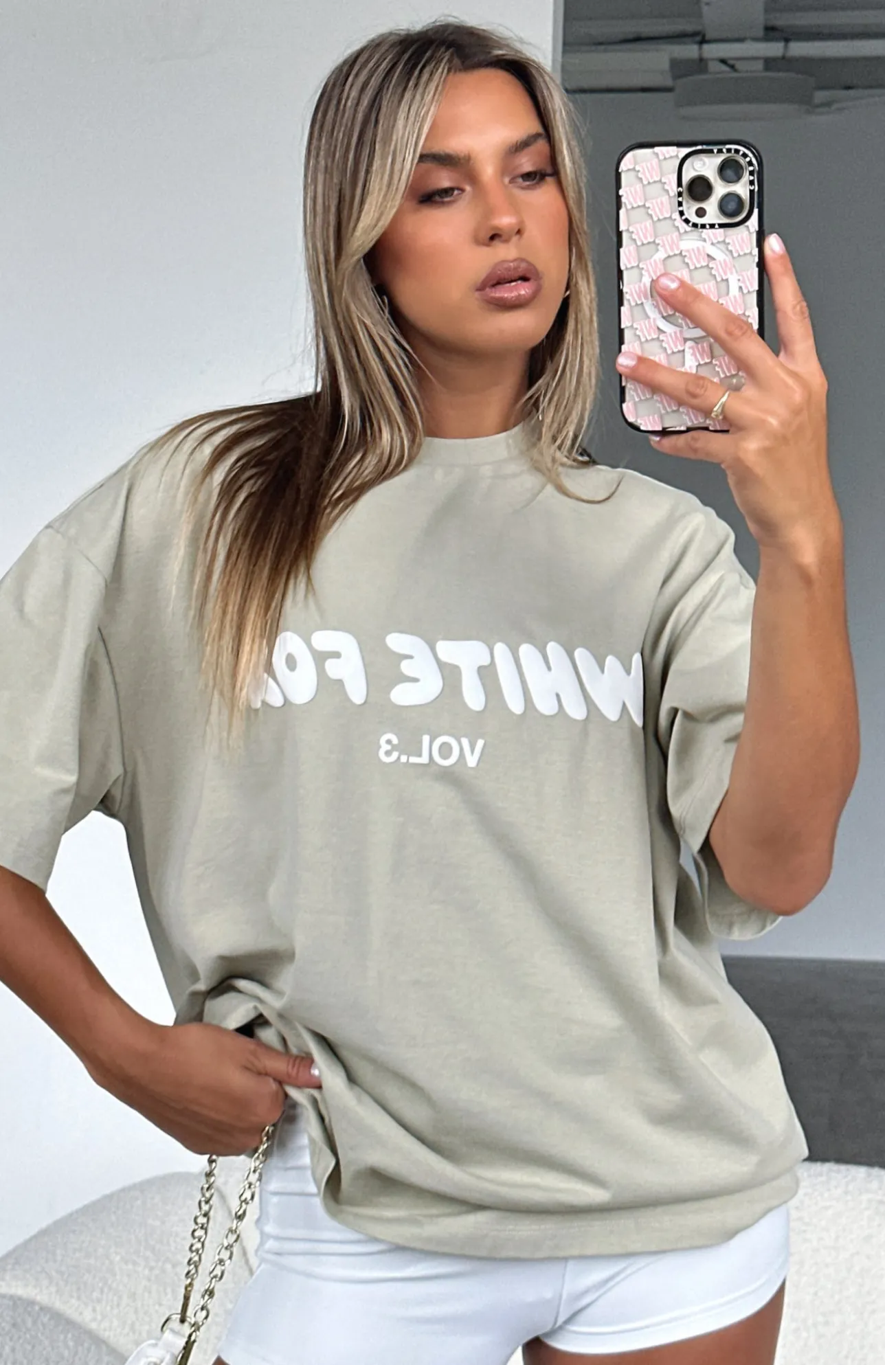 White Fox Boutique Offstage Oversized Tee Moss green New