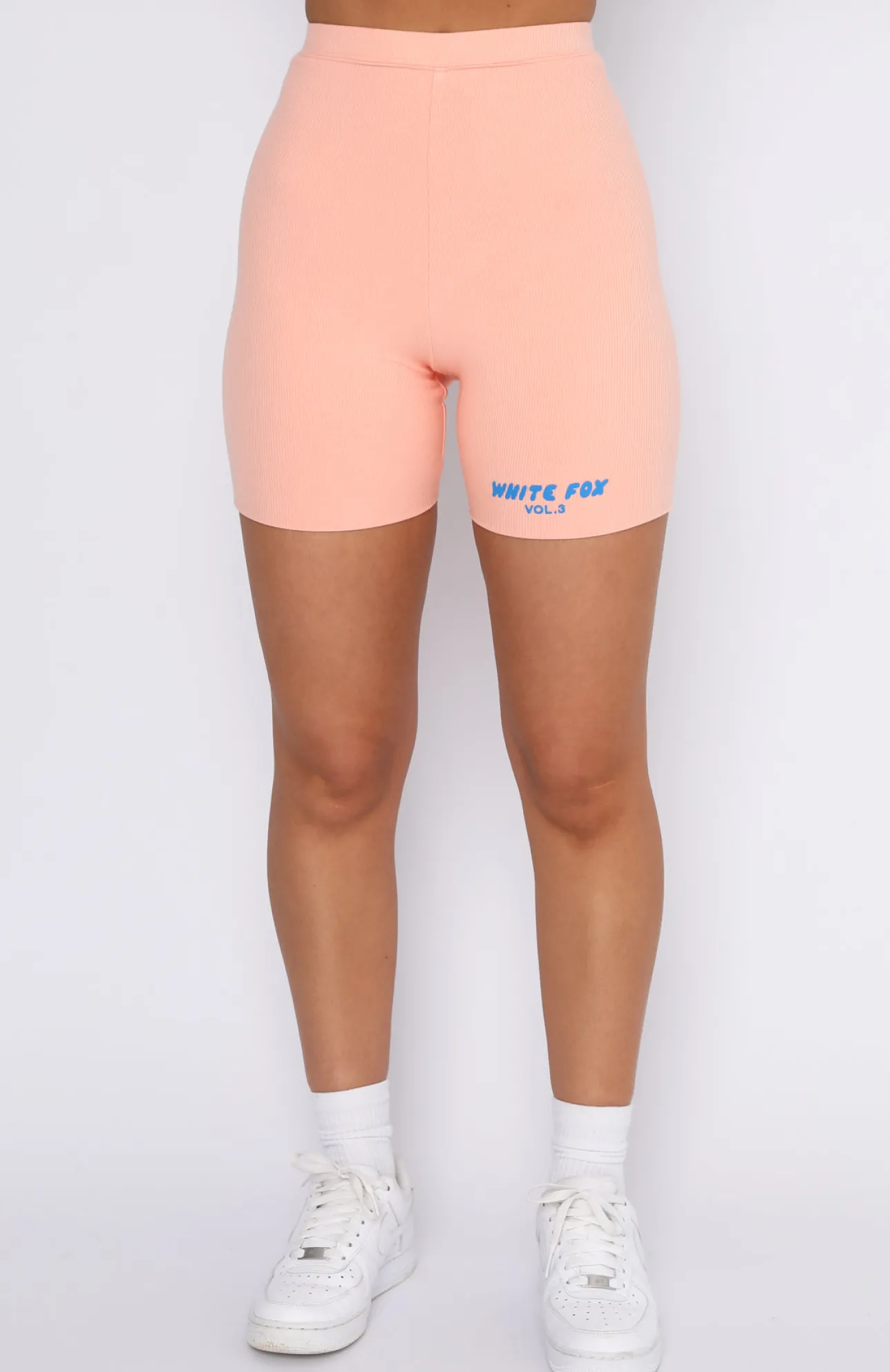 White Fox Boutique Offstage Ribbed Bike Shorts Apricot Ice orange Online