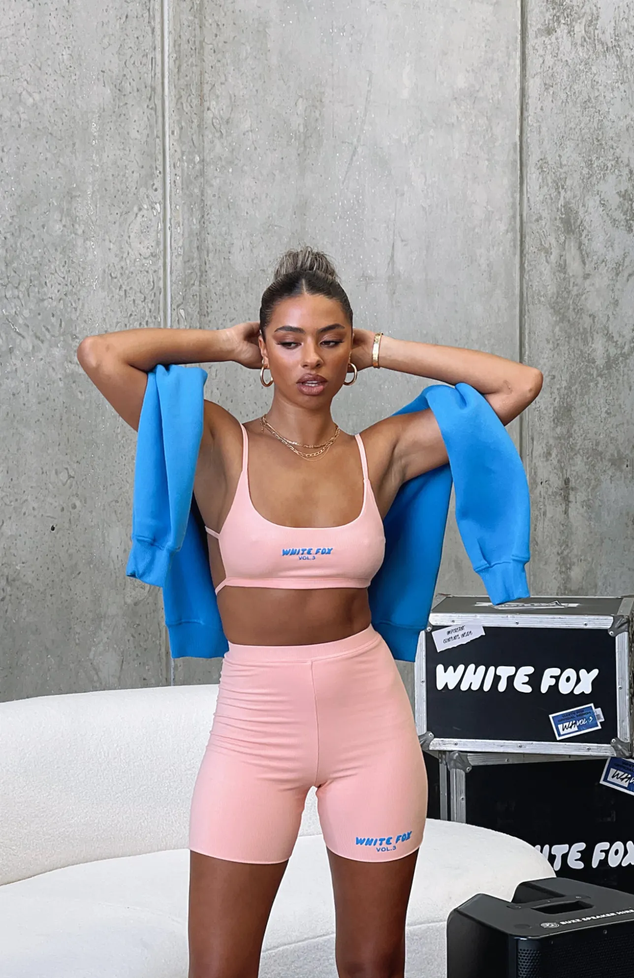 White Fox Boutique Offstage Ribbed Bike Shorts Apricot Ice orange Online