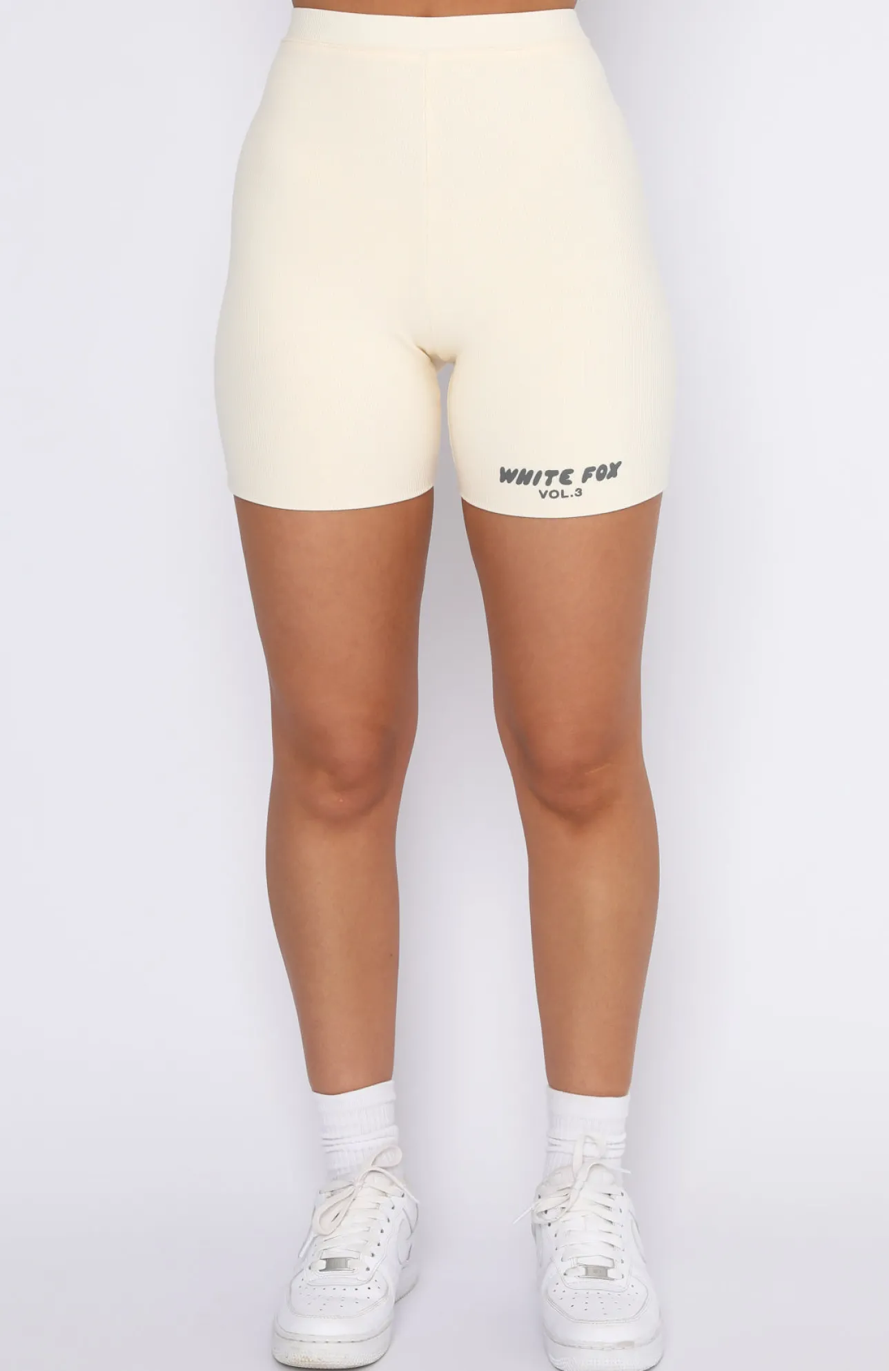 White Fox Boutique Offstage Ribbed Bike Shorts Vanilla nude Store