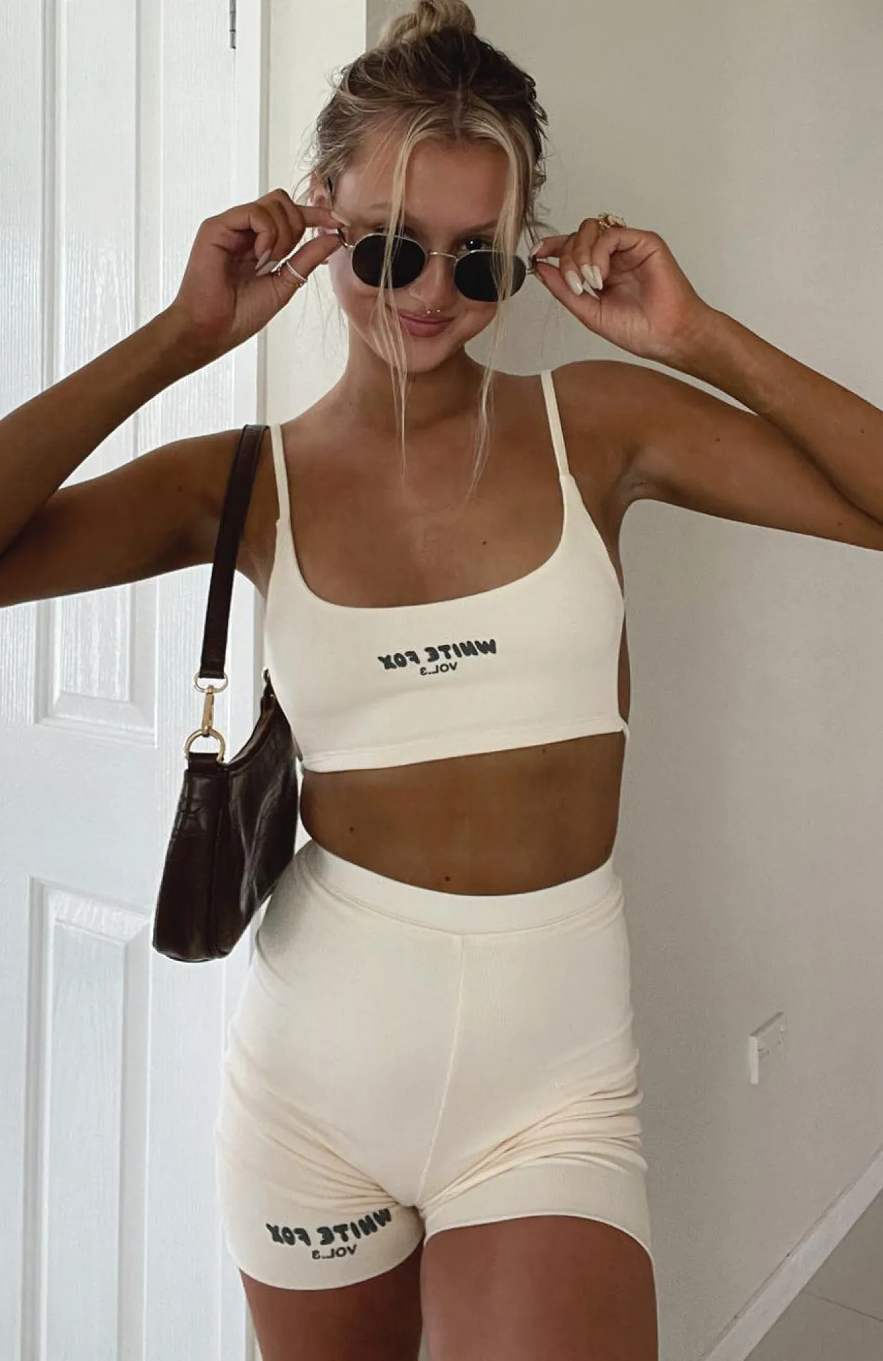 White Fox Boutique Offstage Ribbed Bike Shorts Vanilla nude Store