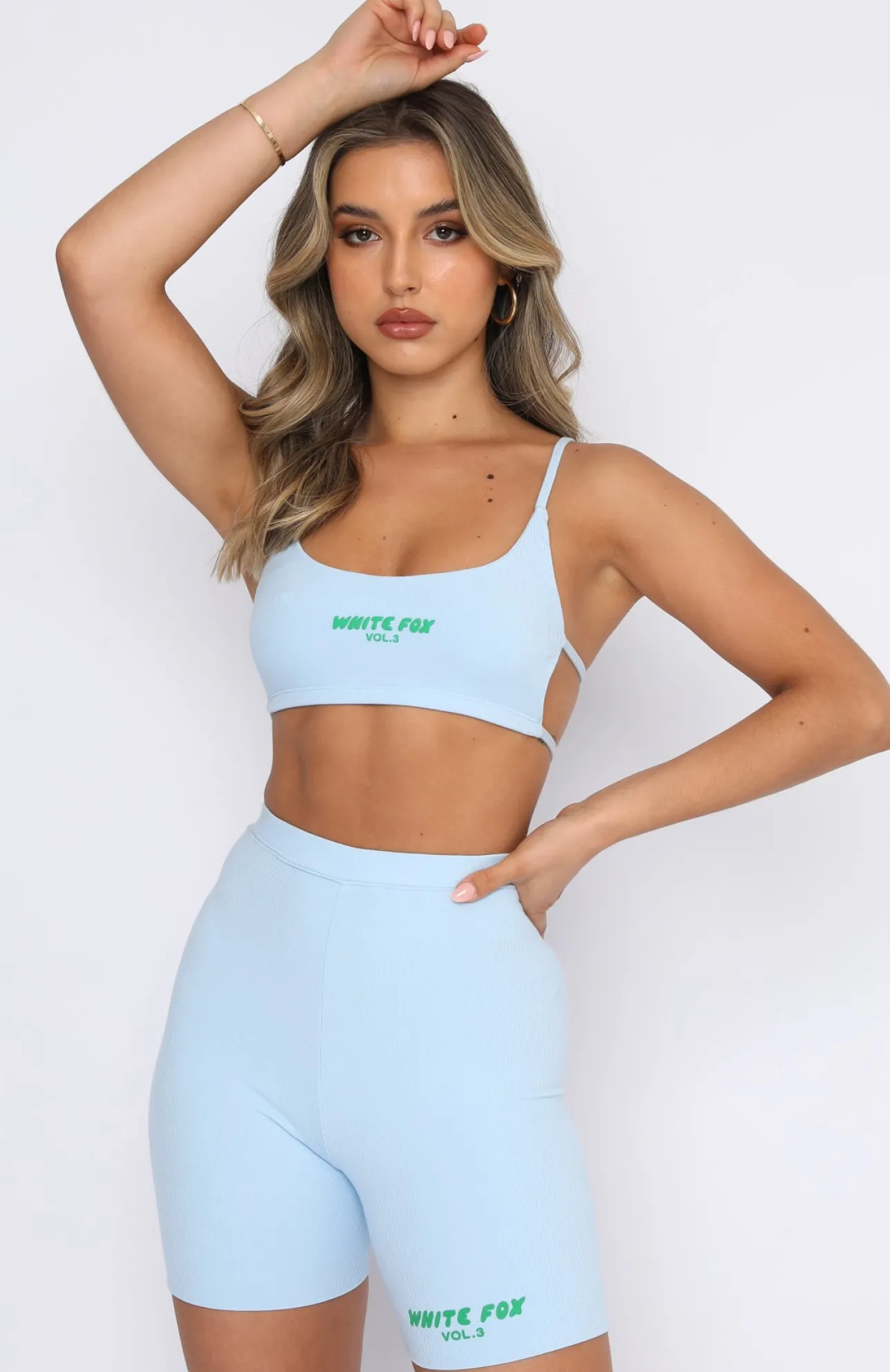 White Fox Boutique Offstage Ribbed Crop Arctic blue Best Sale