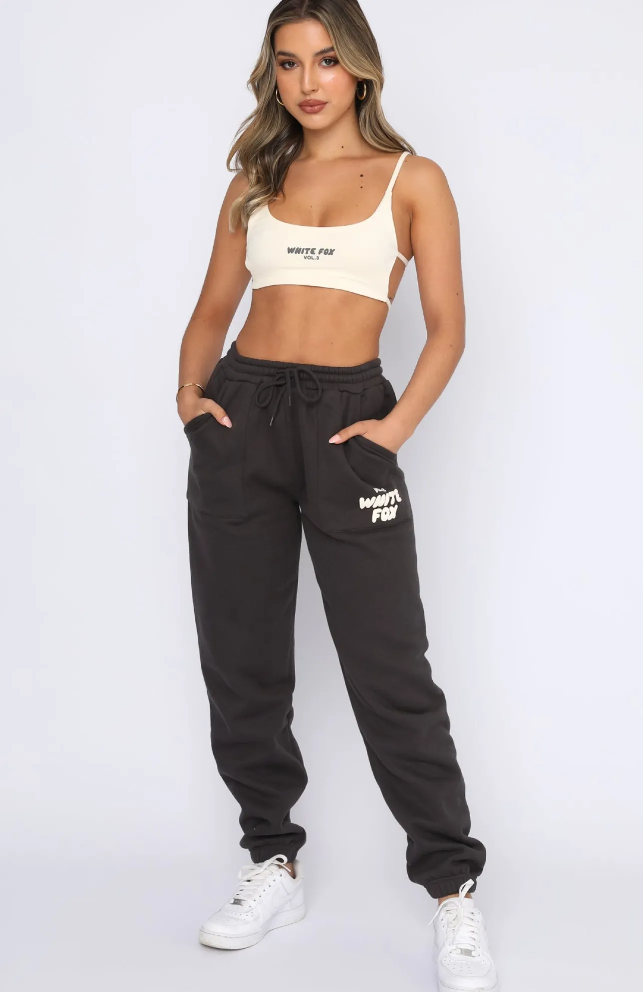 White Fox Boutique Offstage Ribbed Crop Vanilla nude Discount