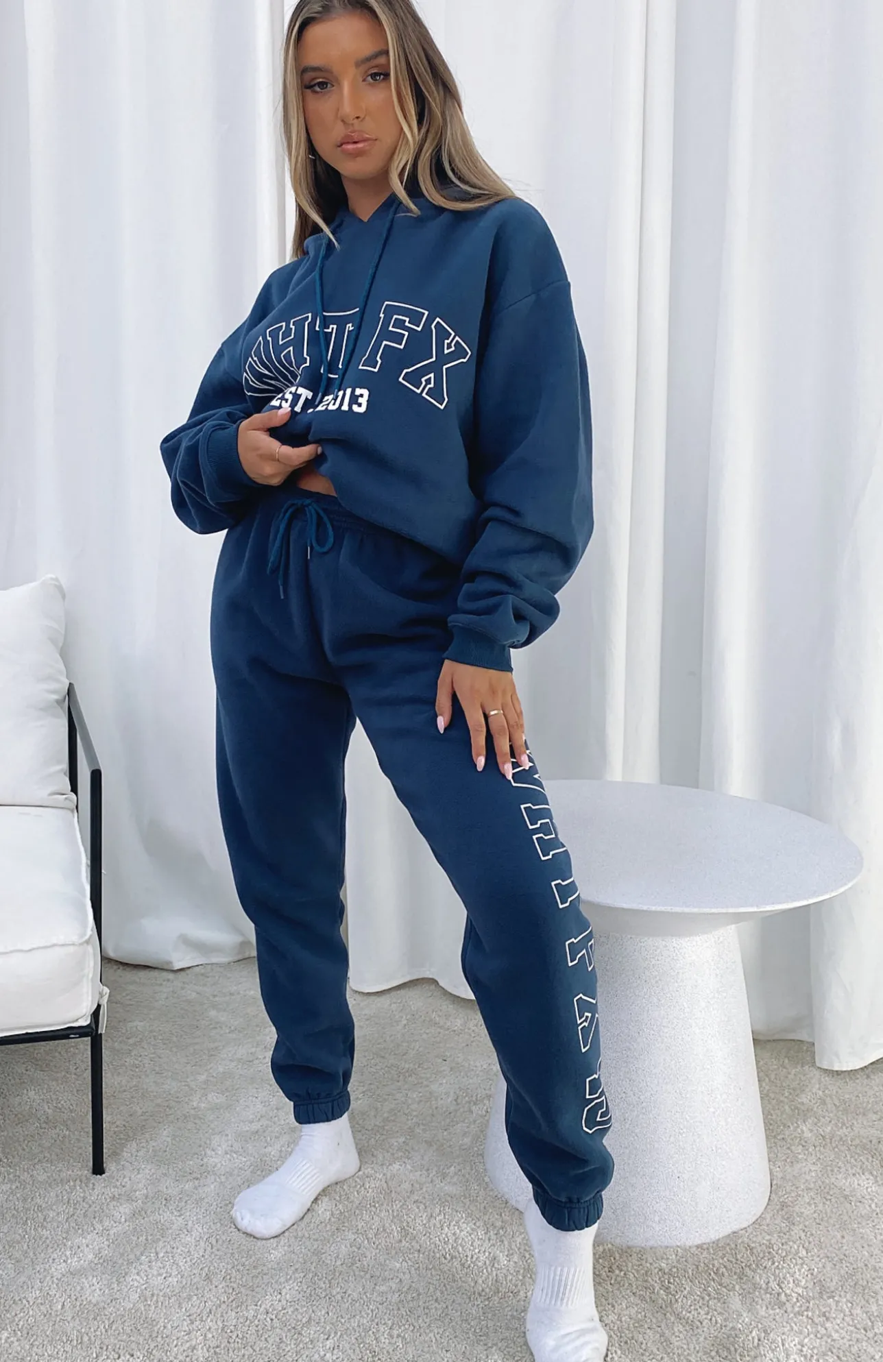 White Fox Boutique On Track Sweatpants Navy blue Store