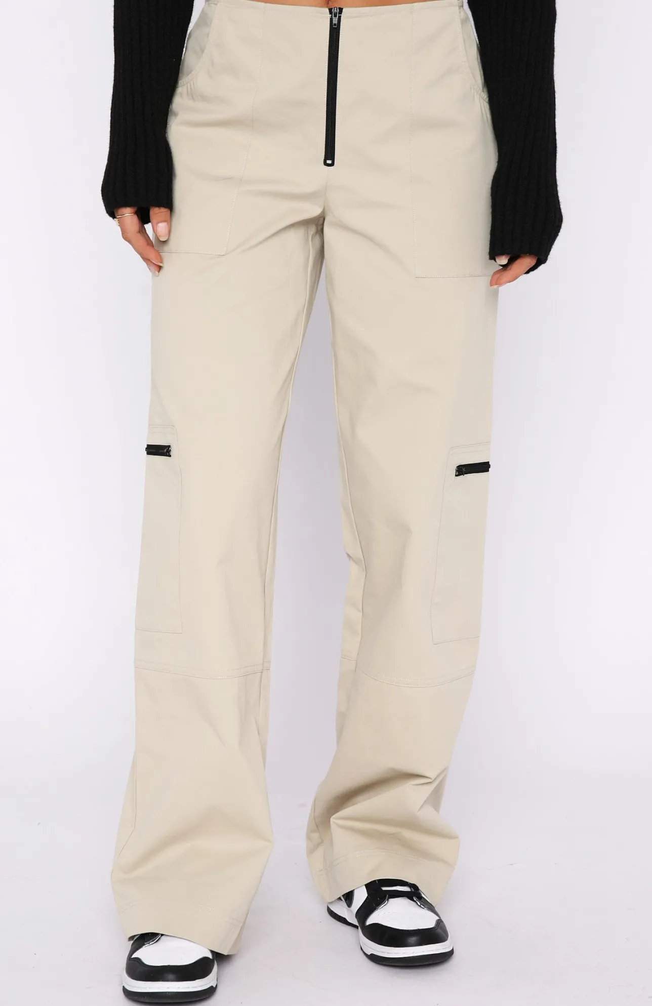 White Fox Boutique One Sided Cargo Pants Taupe nude Cheap