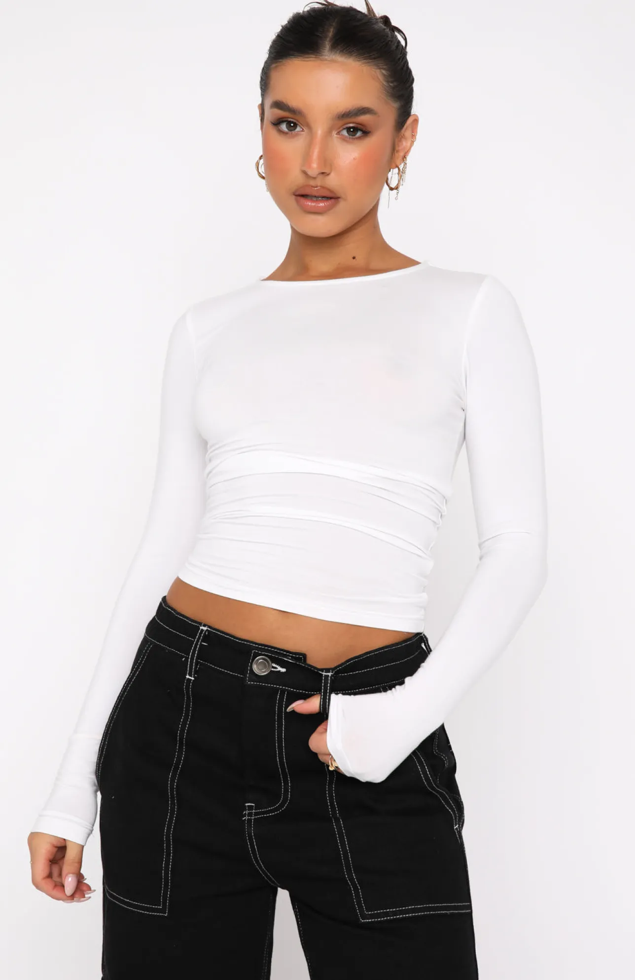 White Fox Boutique Only For Tonight Long Sleeve Top white Cheap