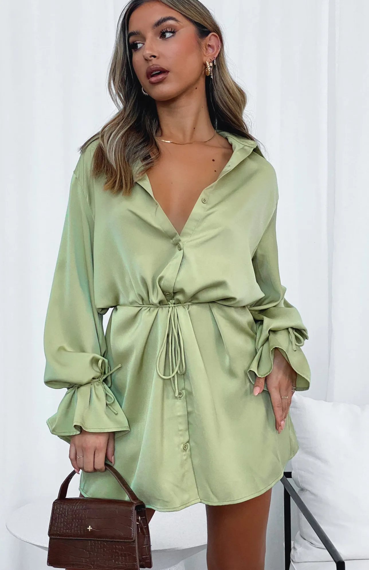 White Fox Boutique Only Gets Better Mini Dress Matcha green Fashion