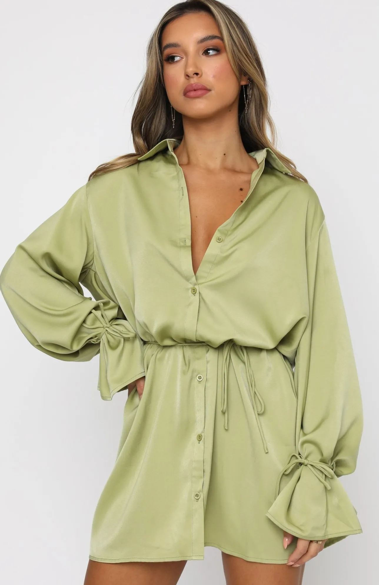 White Fox Boutique Only Gets Better Mini Dress Matcha green Fashion