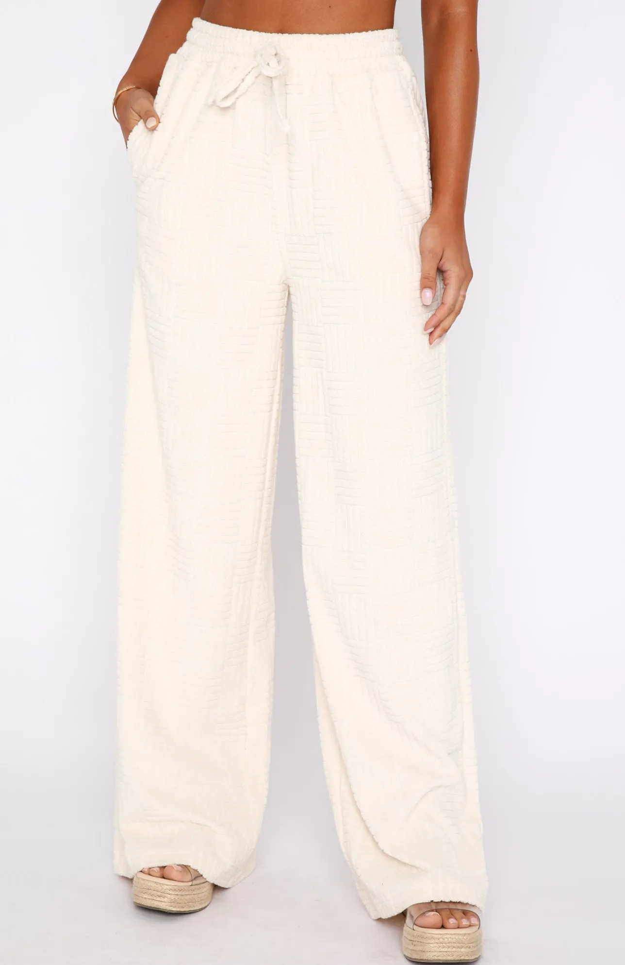 White Fox Boutique Only One Terry Pants Cream nude Store