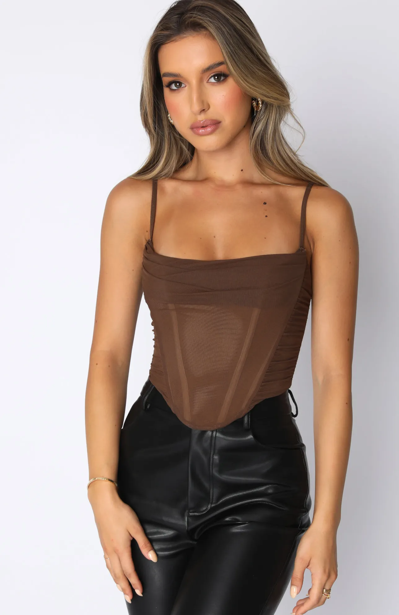 White Fox Boutique Out Of Focus Bustier Chocolate brown Clearance